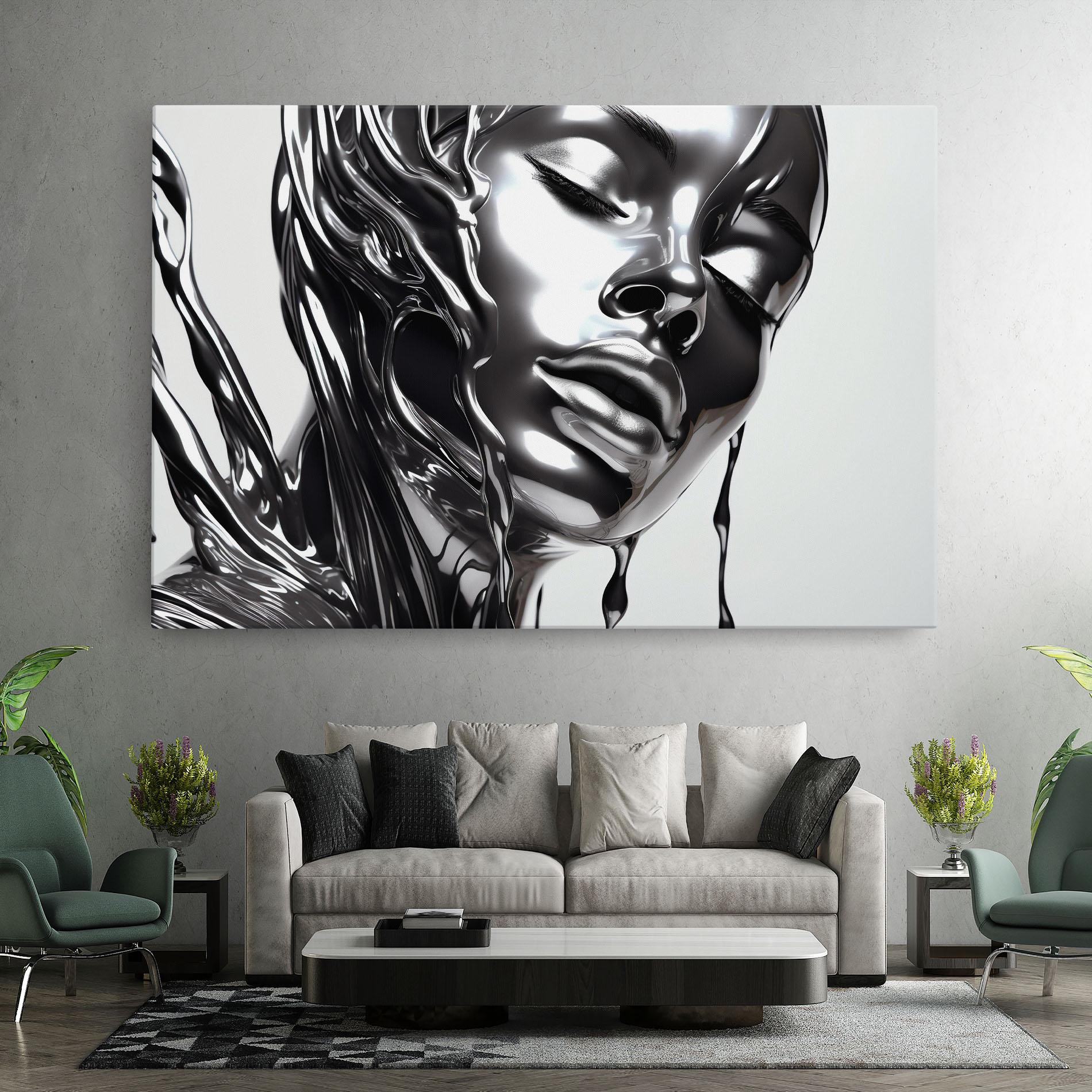 Tablou Canvas Silver Liquid Woman mockup 7