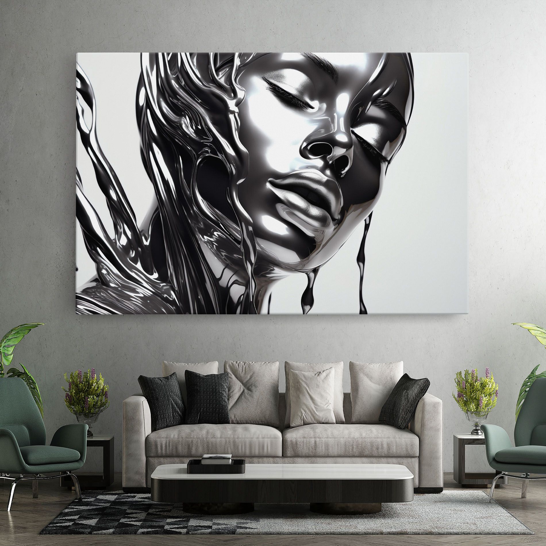Silver Liquid Woman mockup 7