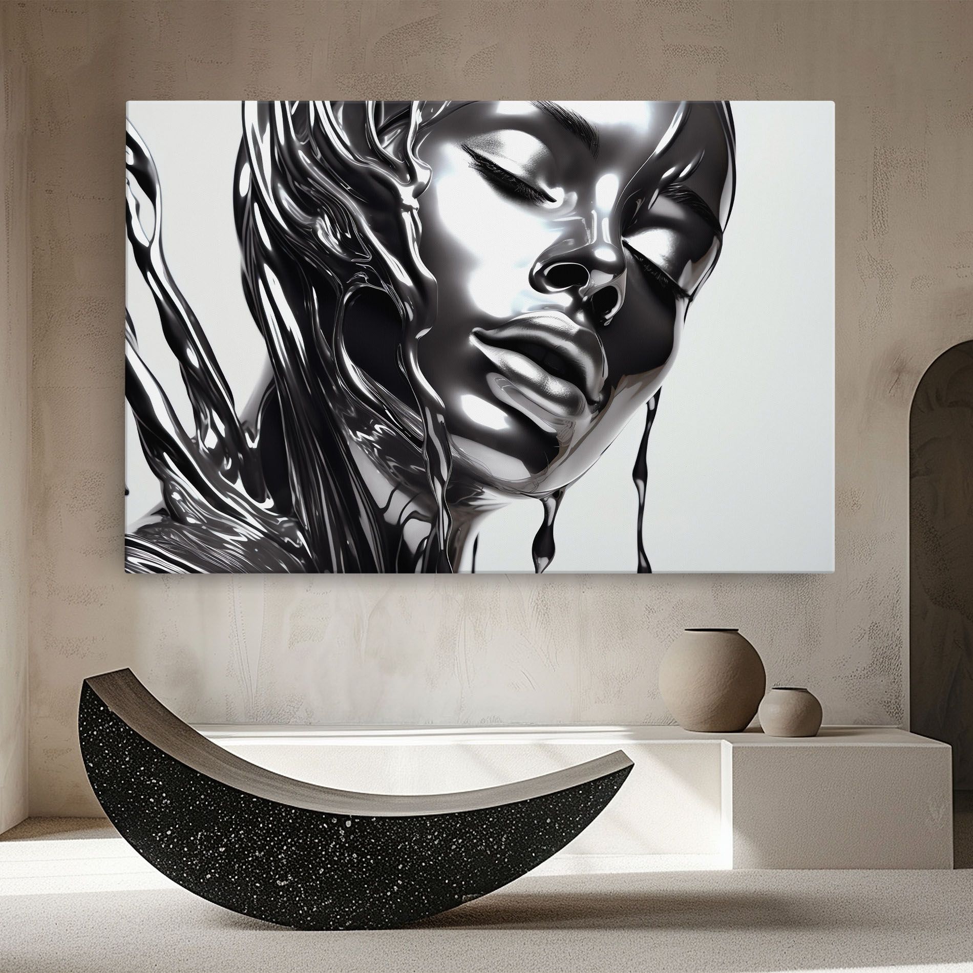 Silver Liquid Woman mockup 8