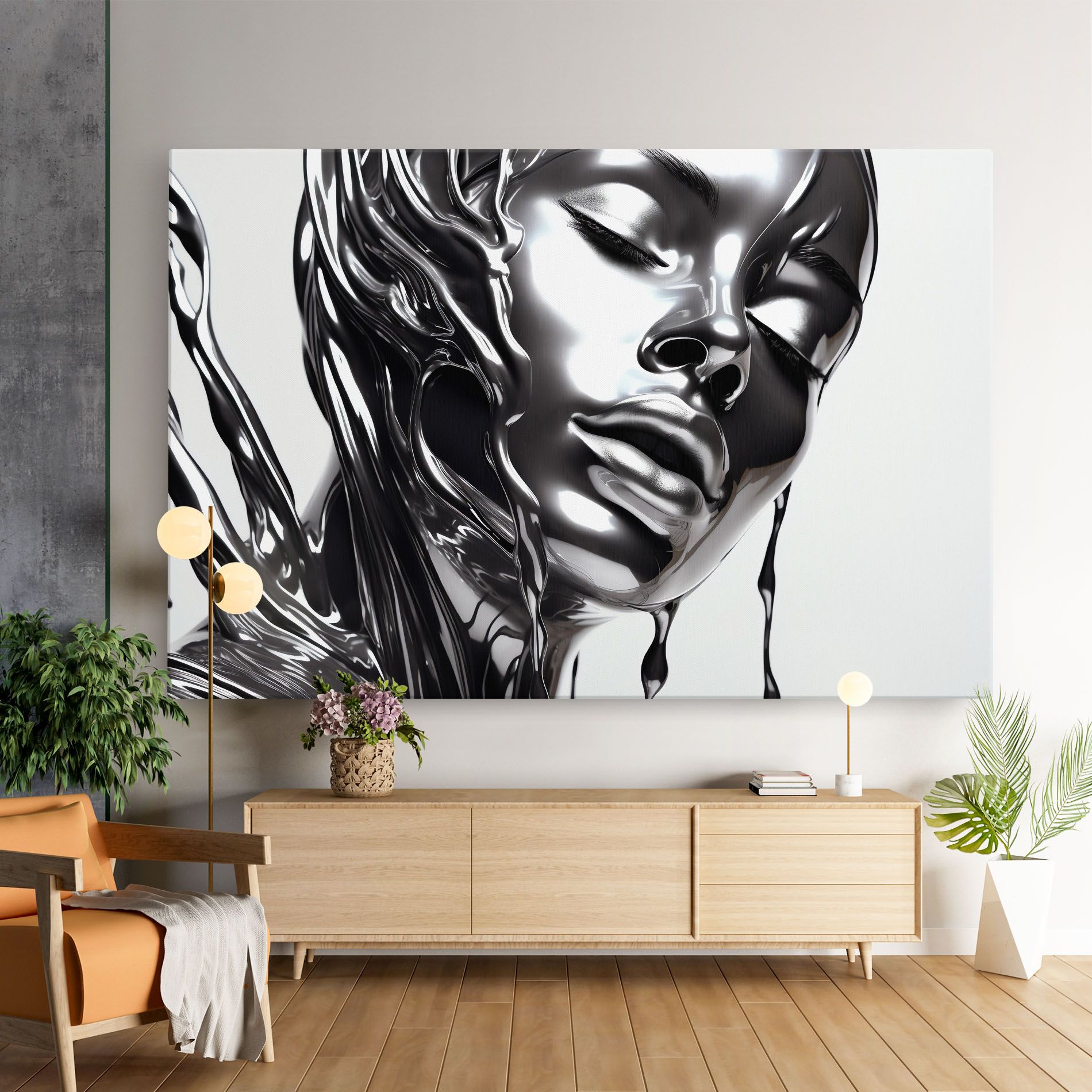 Silver Liquid Woman mockup 9