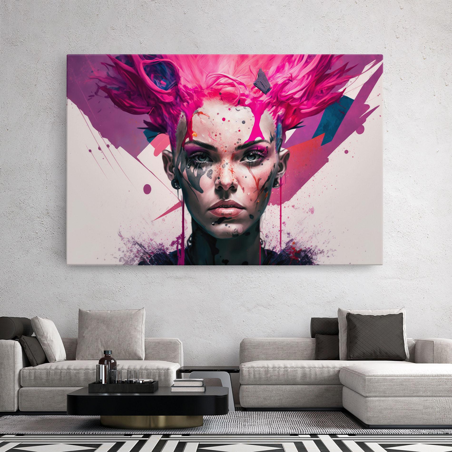 Tablou Canvas Abstract Pink Hair mockup 2