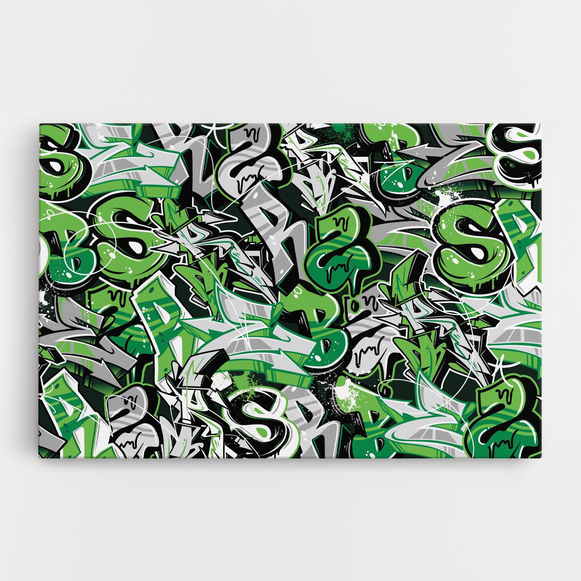 Tablou Canvas Green Graffiti Letters mockup 0