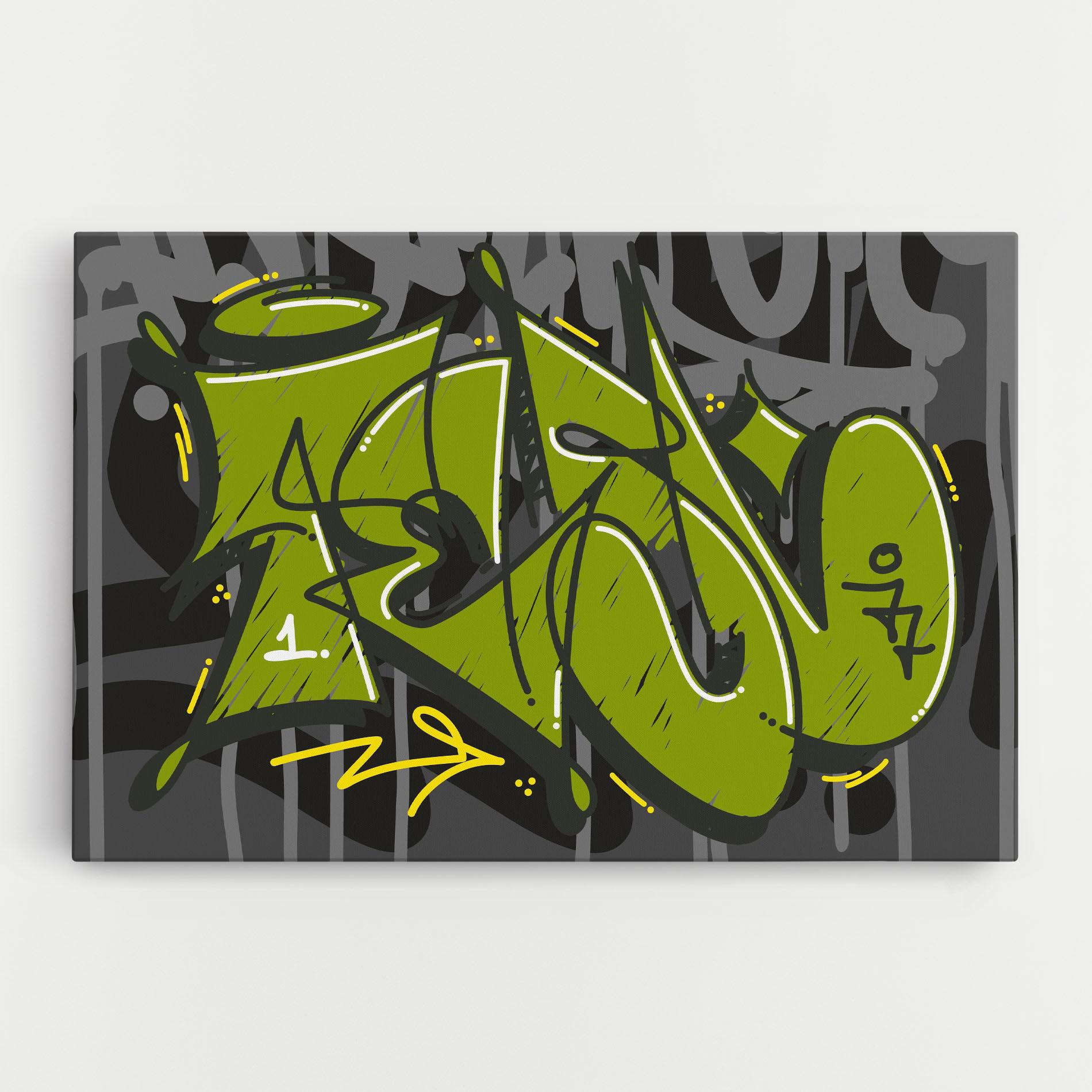Tablou Canvas Green Grey Graffti mockup 0