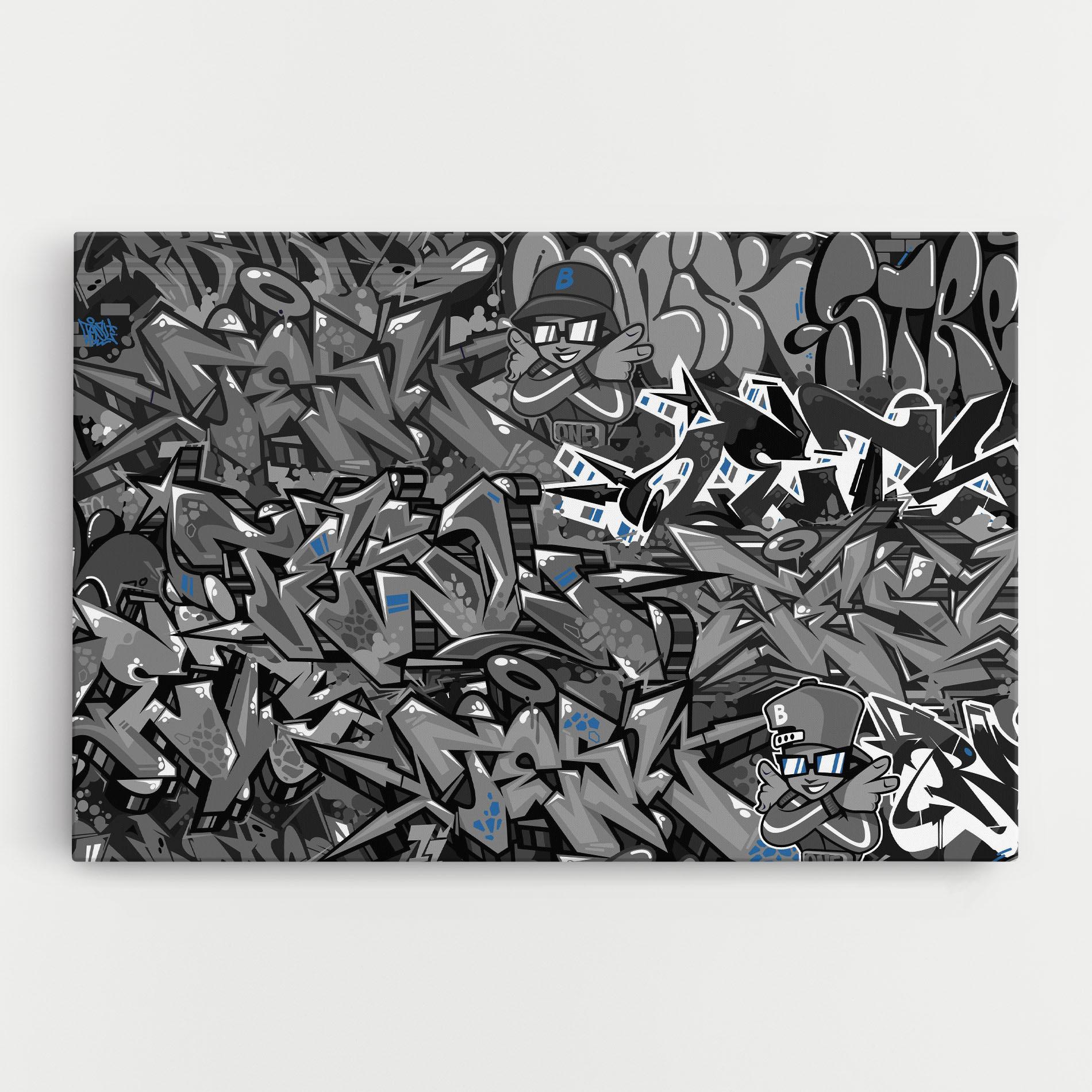 Tablou Canvas Grey Blue Graffiti mockup 0