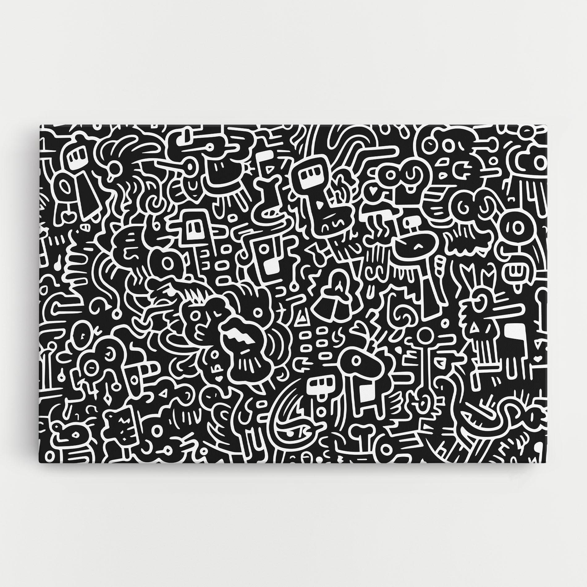 Tablou Canvas White Line Doodle mockup 0