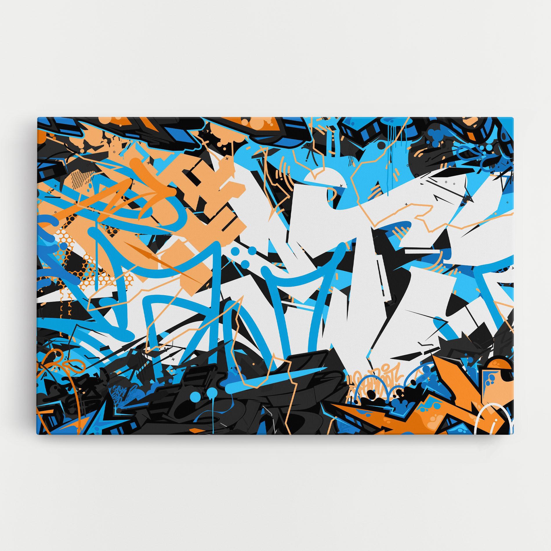 Tablou Canvas White Orange Graffiti mockup 0