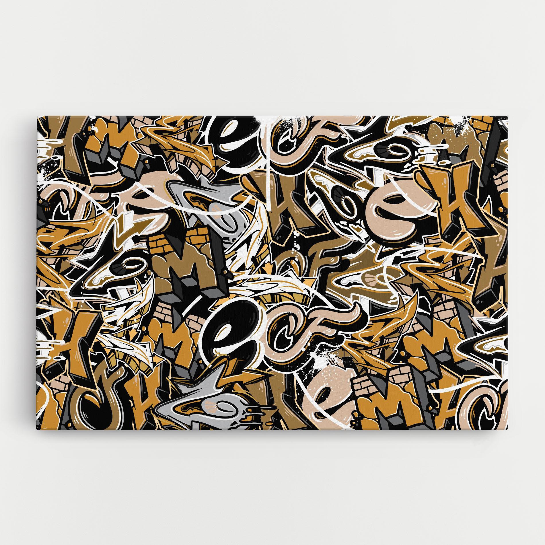Tablou Canvas Yellow White Graffiti mockup 0