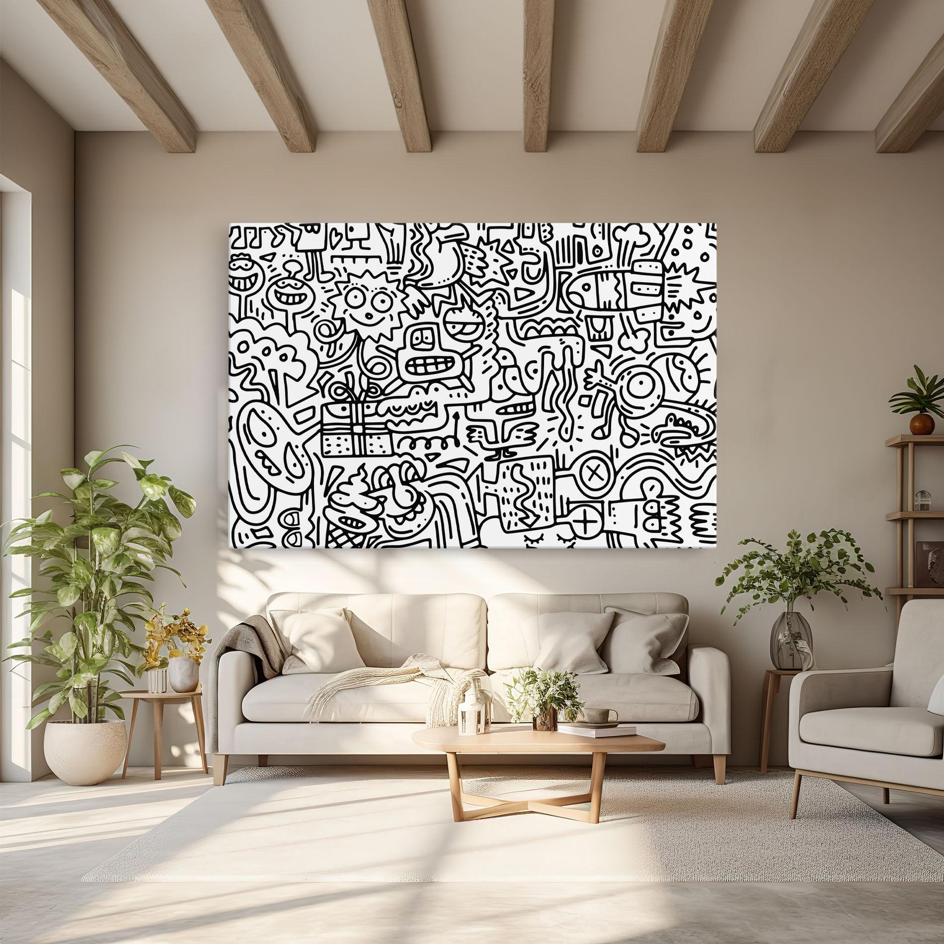 Tablou Canvas Doodle Black Line mockup 6