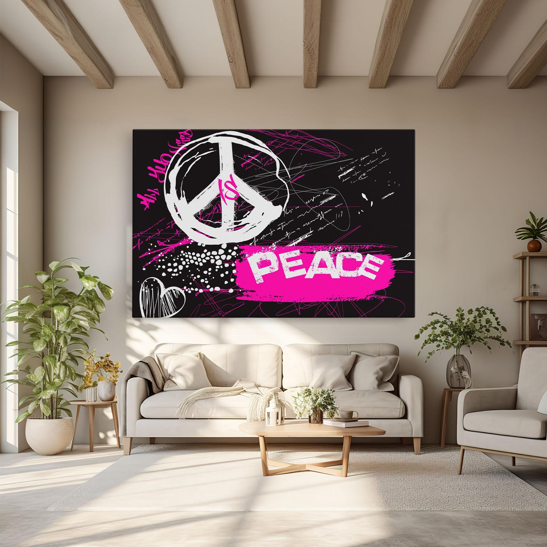 Tablou Canvas Graffiti Pink Peace mockup 6