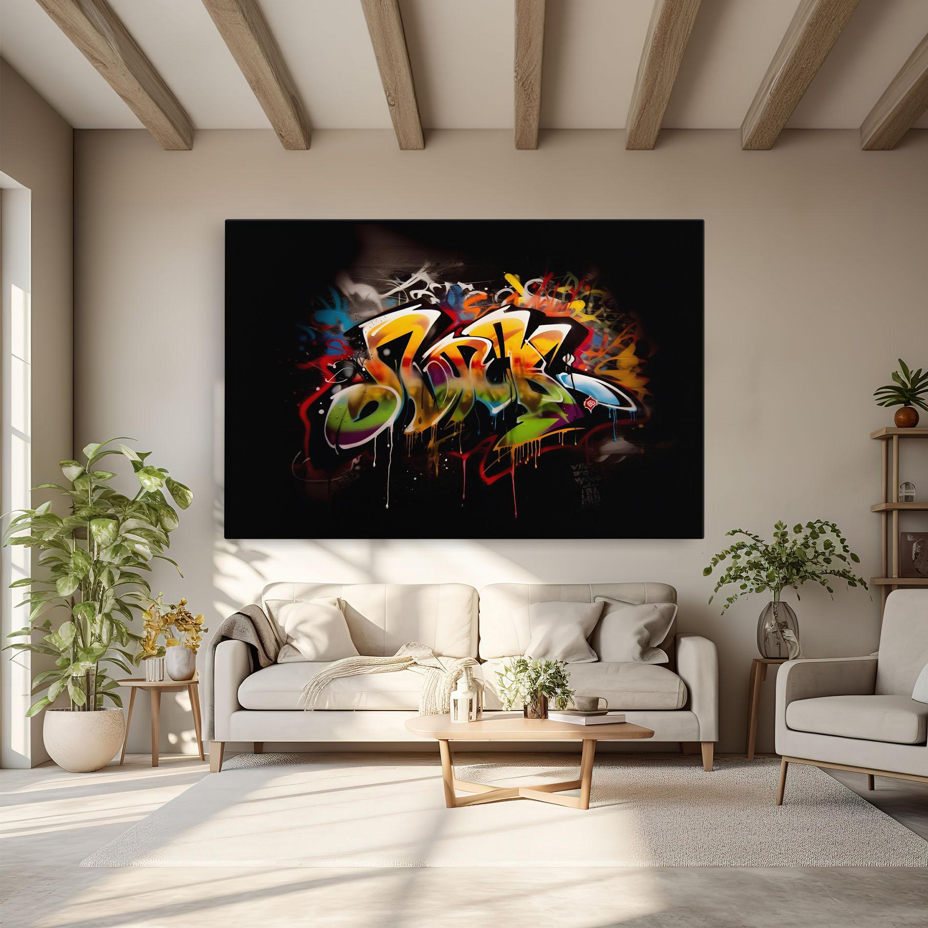 Tablou Canvas Graffiti Style Wall mockup 6