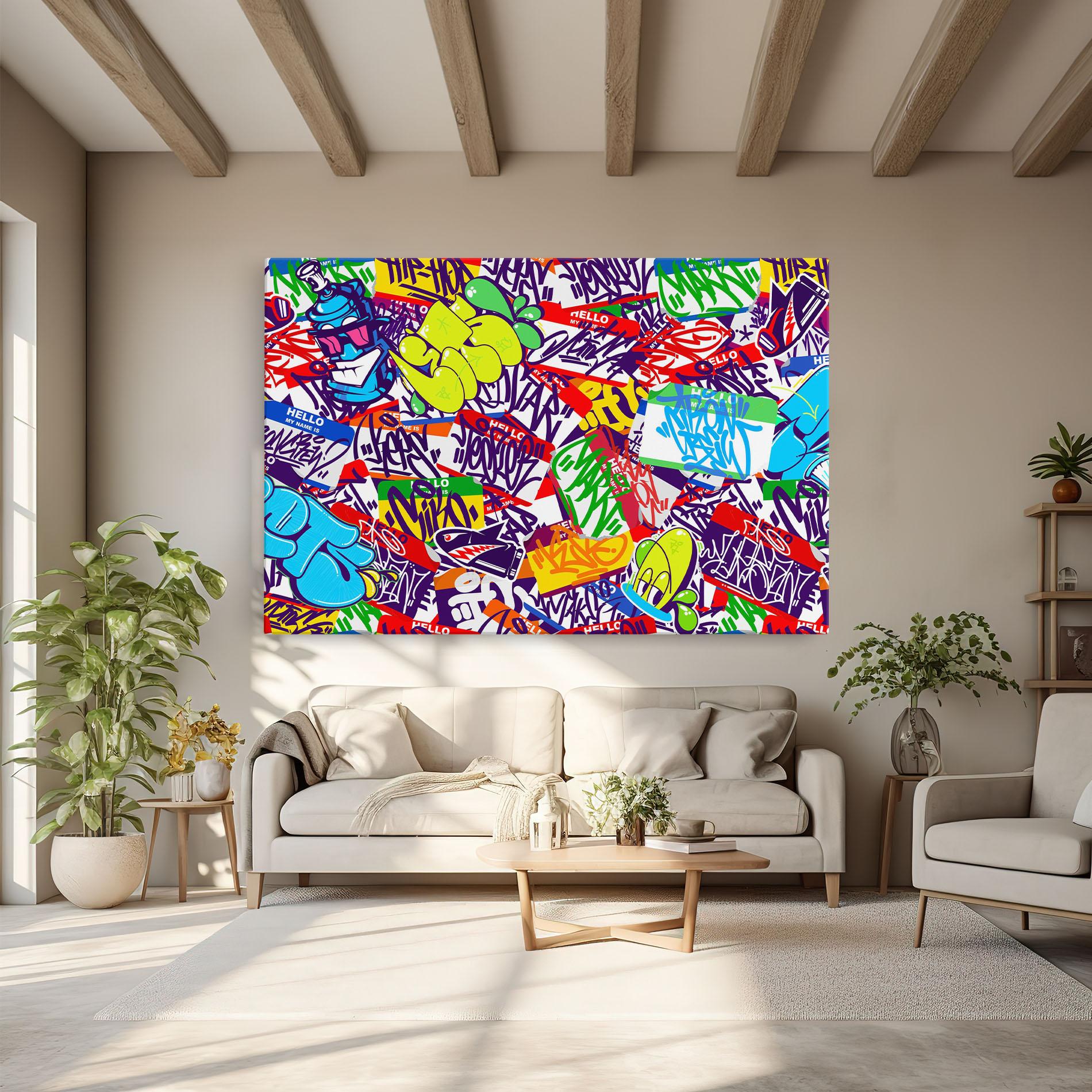 Tablou Canvas Hello Graffiti Name mockup 6