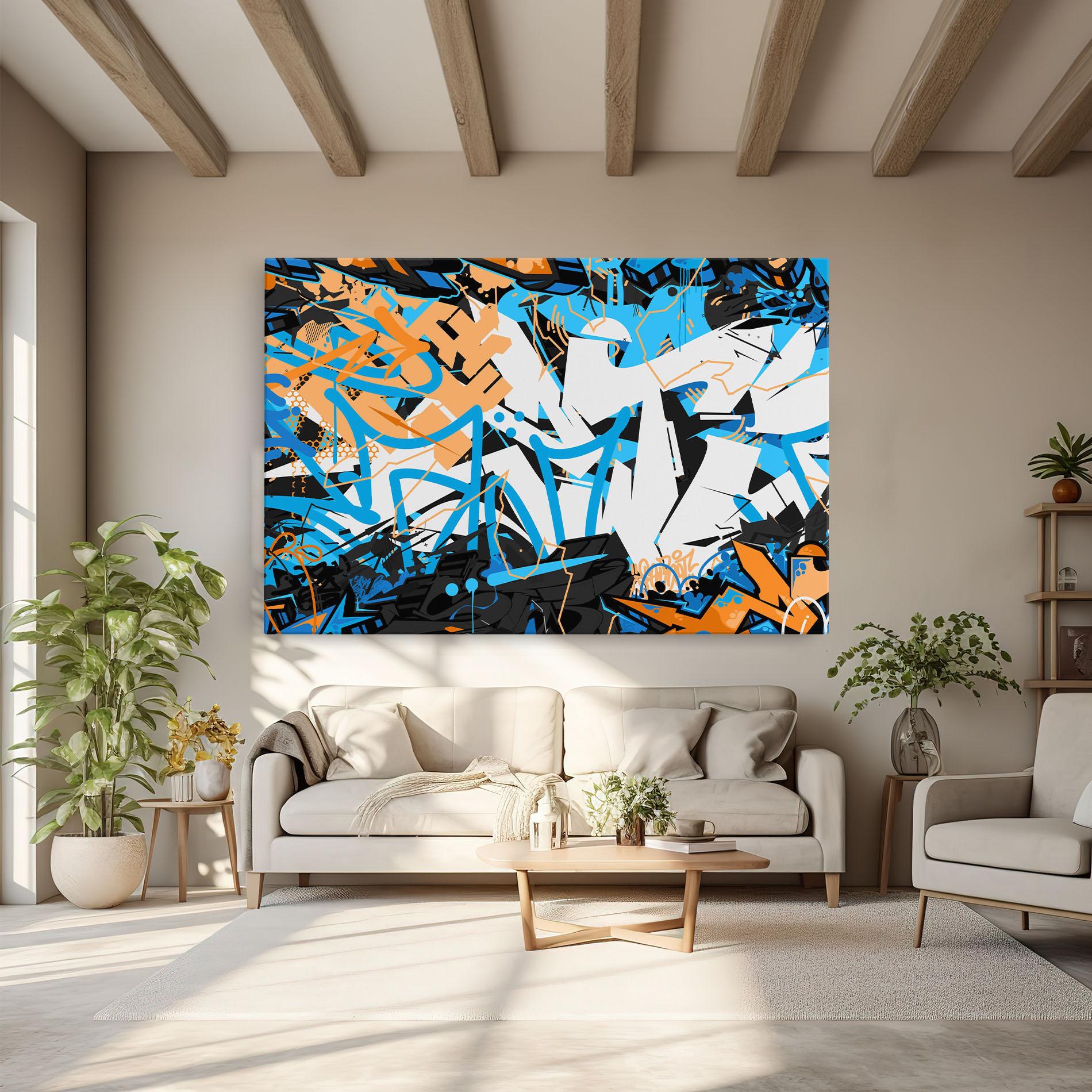 Tablou Canvas White Orange Graffiti mockup 6