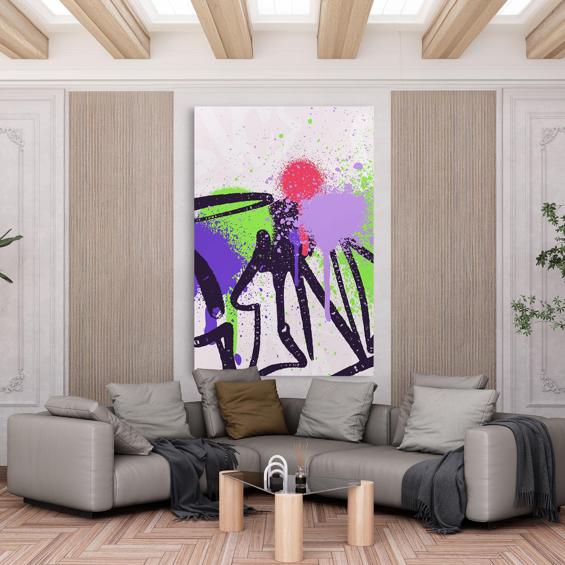 Tablou Canvas Green Purple Graffiti mockup 6