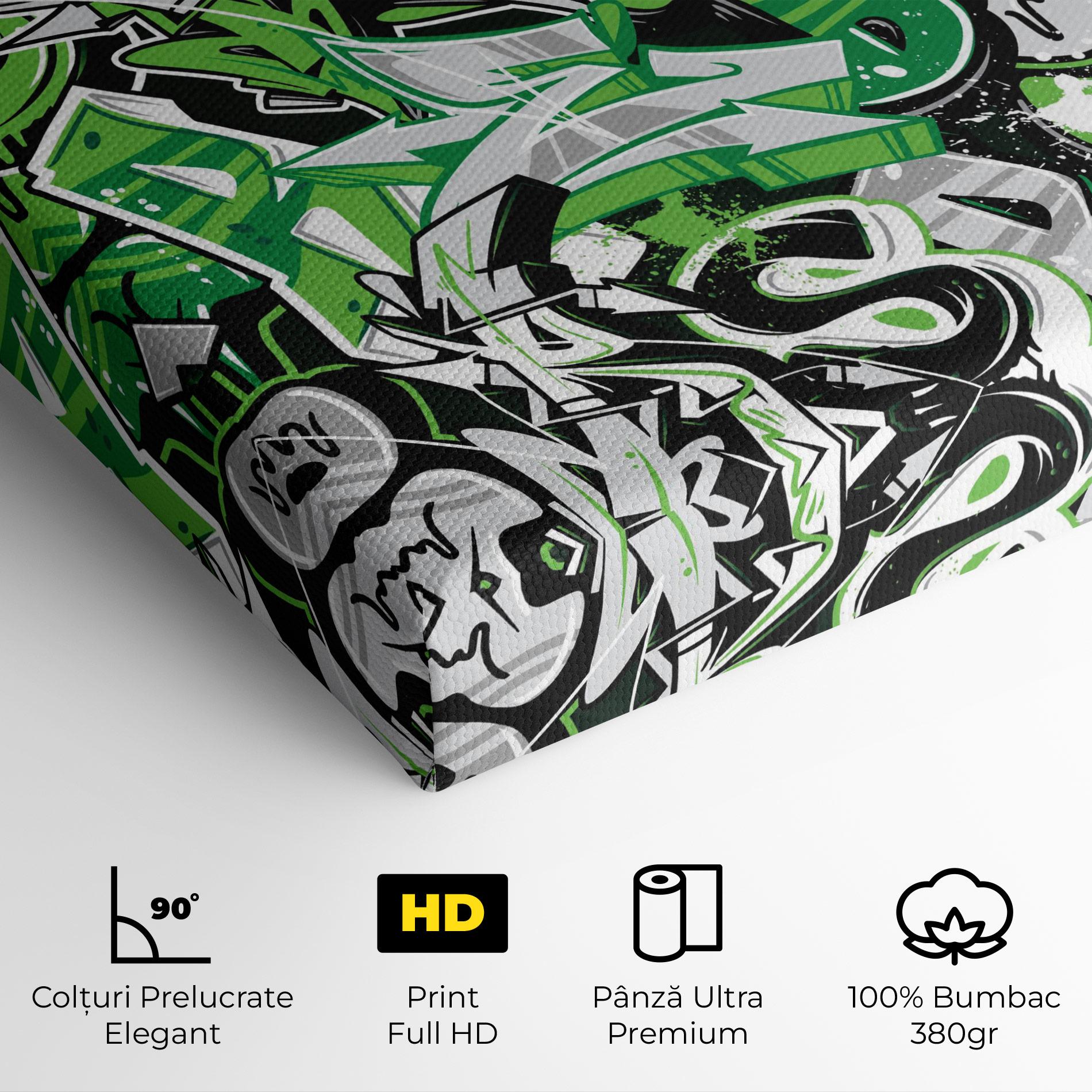 Tablou Canvas Green Graffiti Letters mockup 4