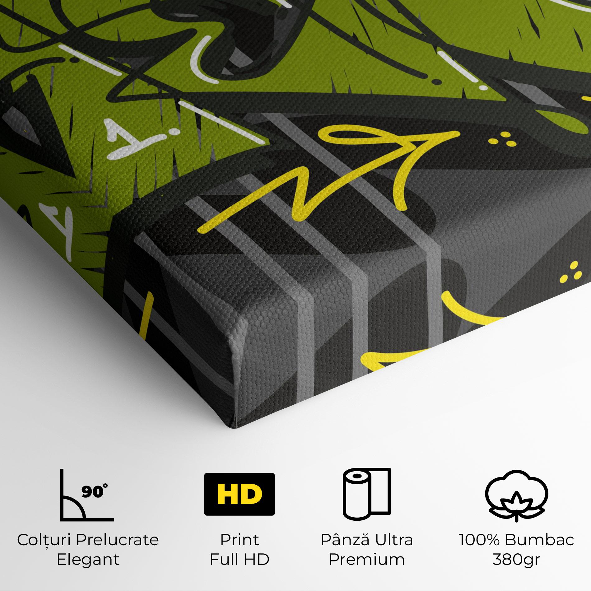 Tablou Canvas Green Grey Graffti mockup 4