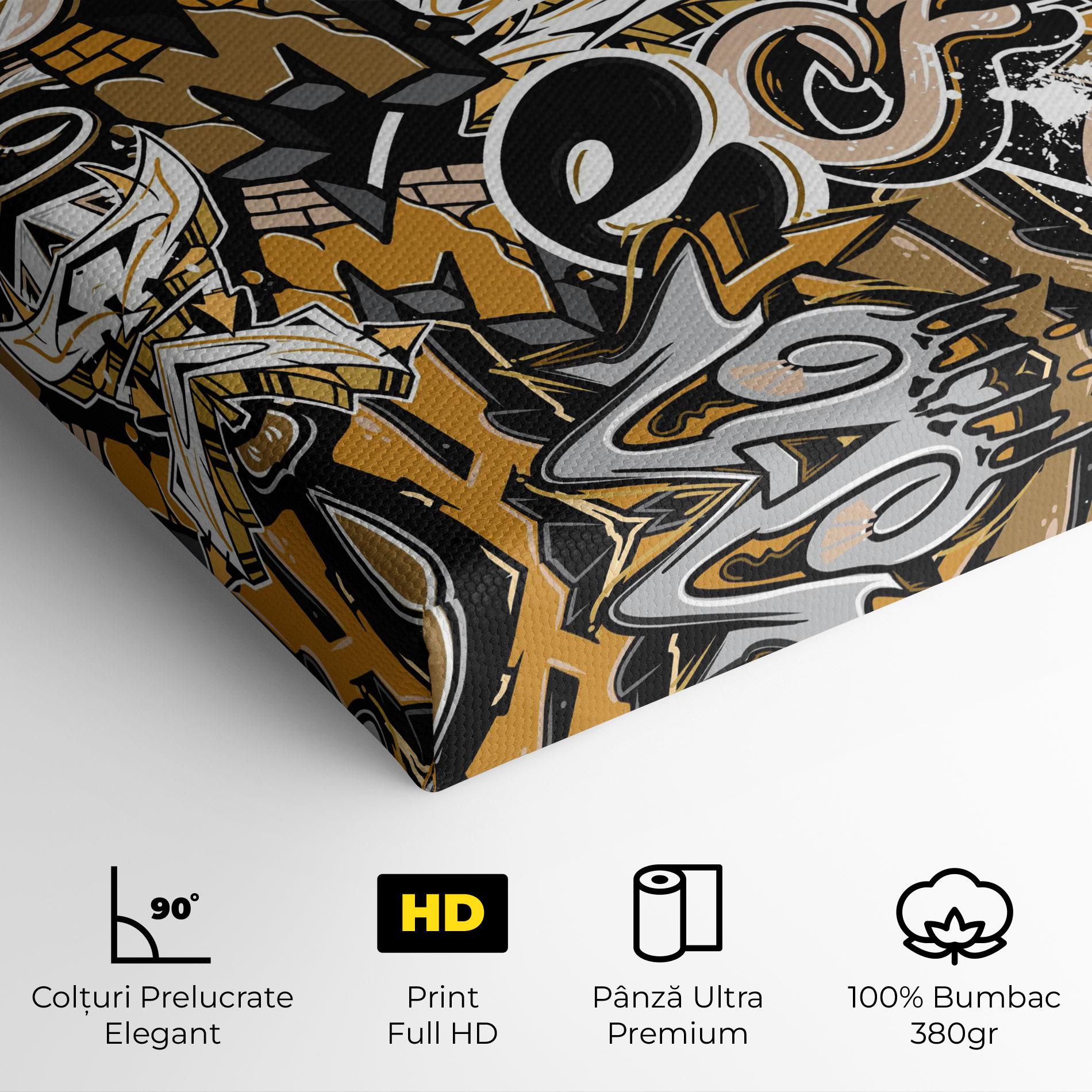Tablou Canvas Yellow White Graffiti mockup 4