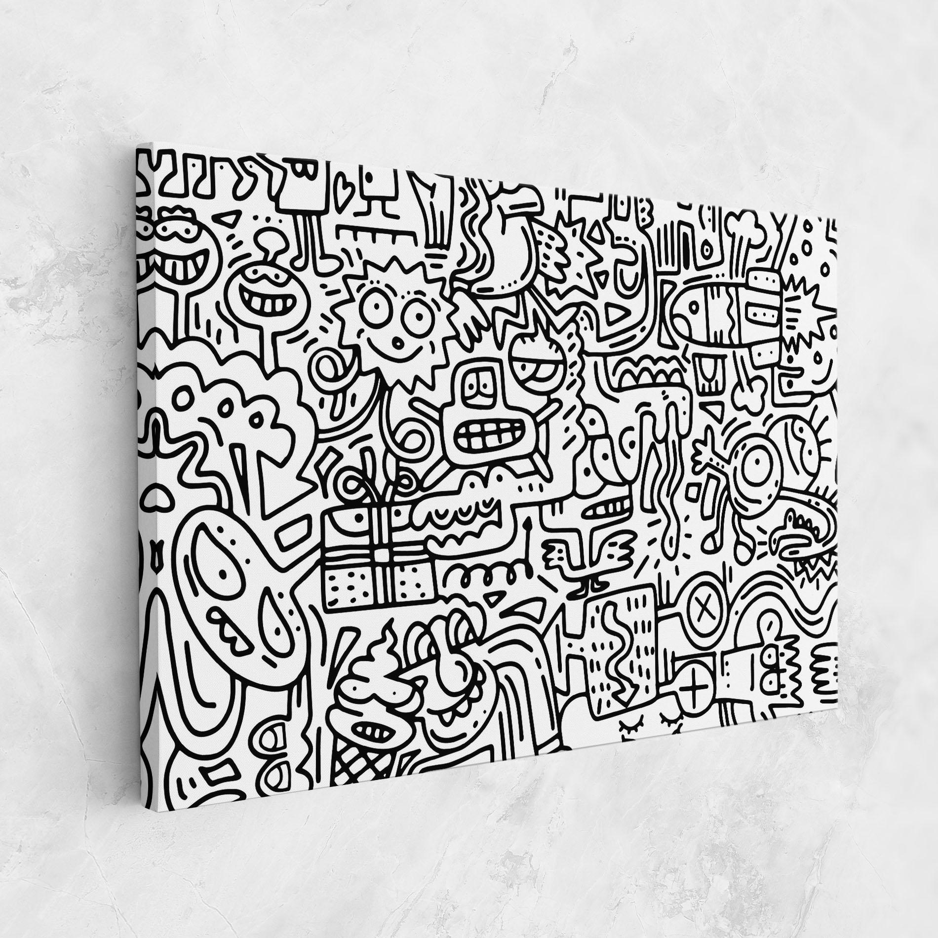 Tablou Canvas Doodle Black Line mockup 1