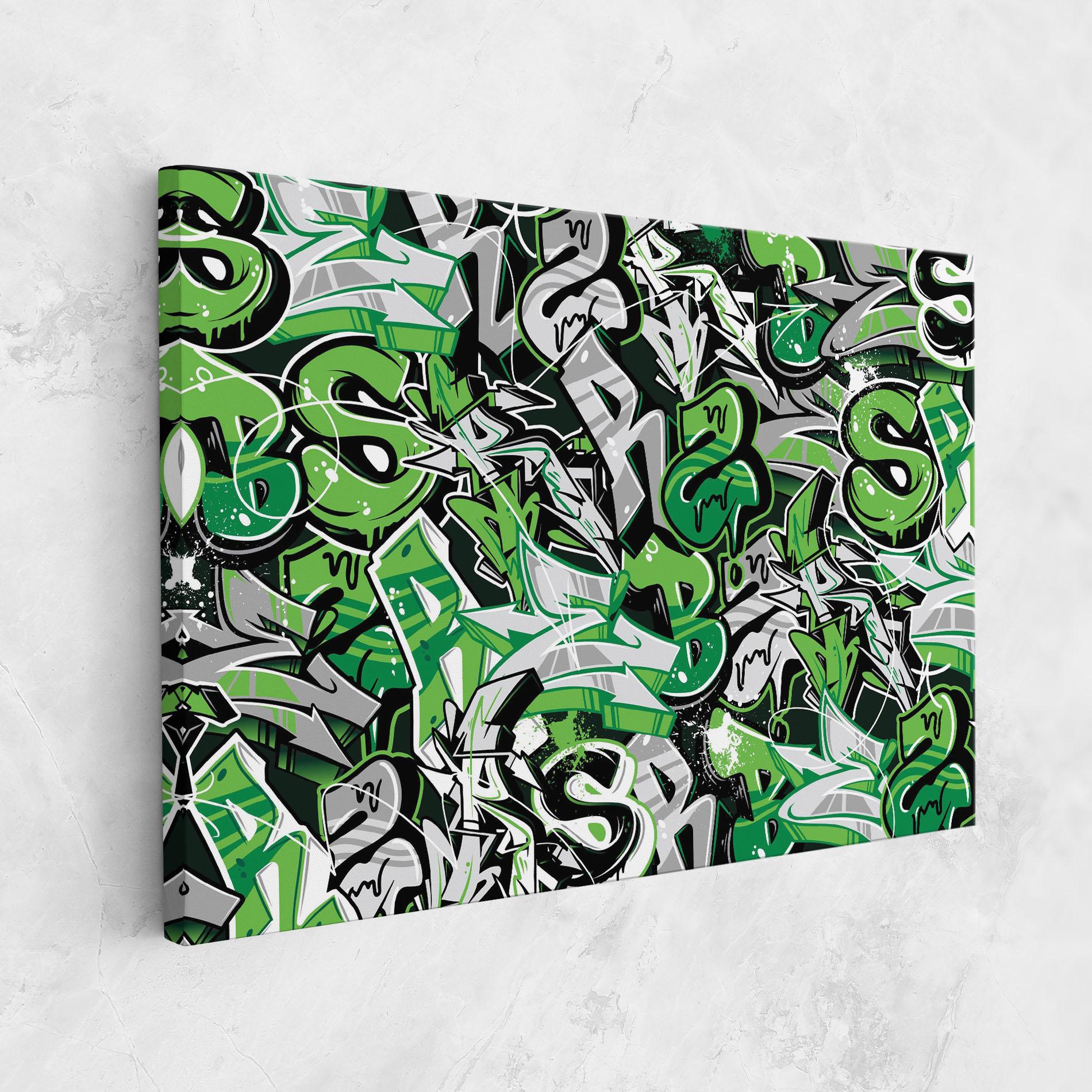Tablou Canvas Green Graffiti Letters mockup 1