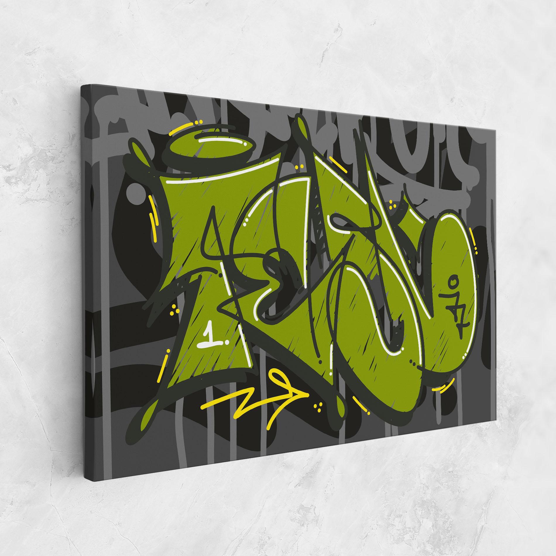 Tablou Canvas Green Grey Graffti mockup 1