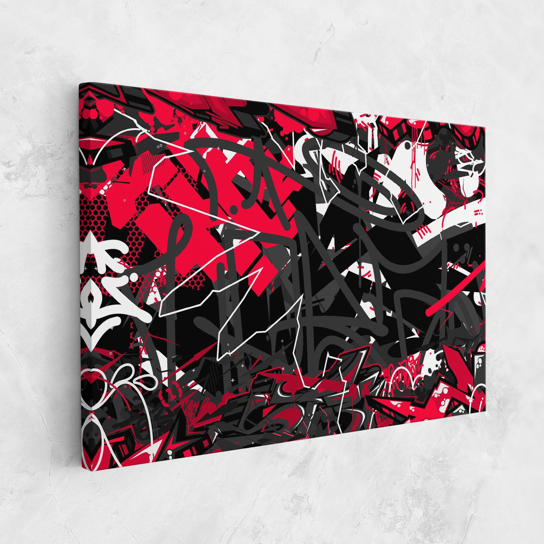 Tablou Canvas Grey Red Graffiti mockup 1