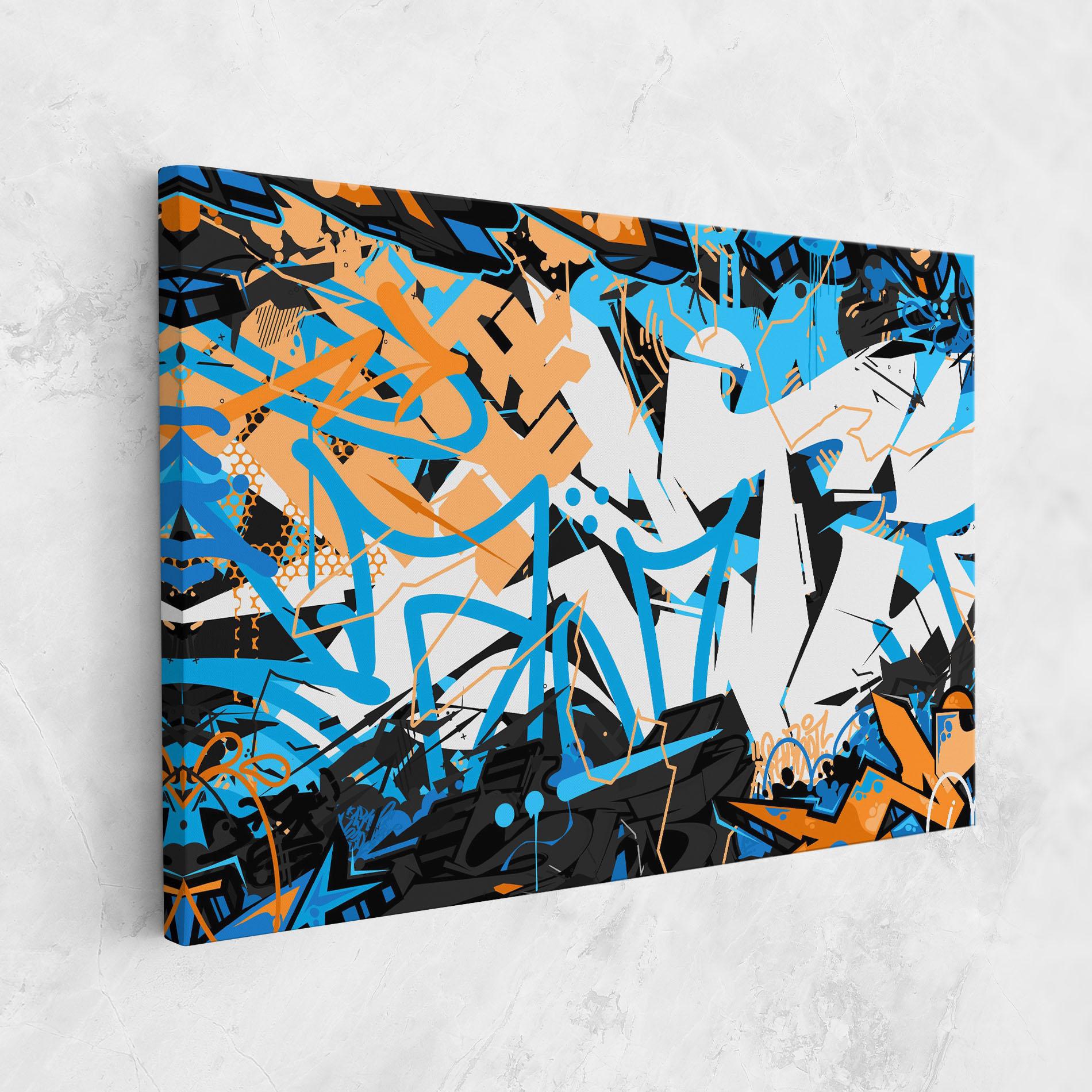 Tablou Canvas White Orange Graffiti mockup 1