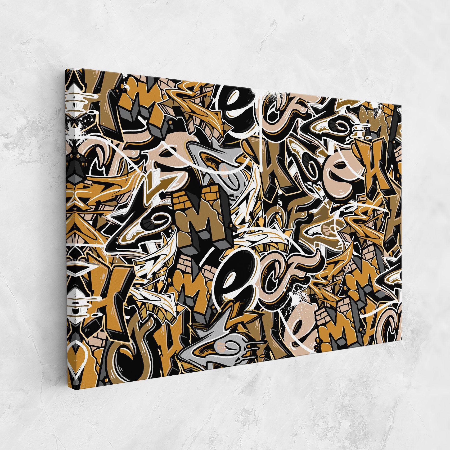 Tablou Canvas Yellow White Graffiti mockup 1