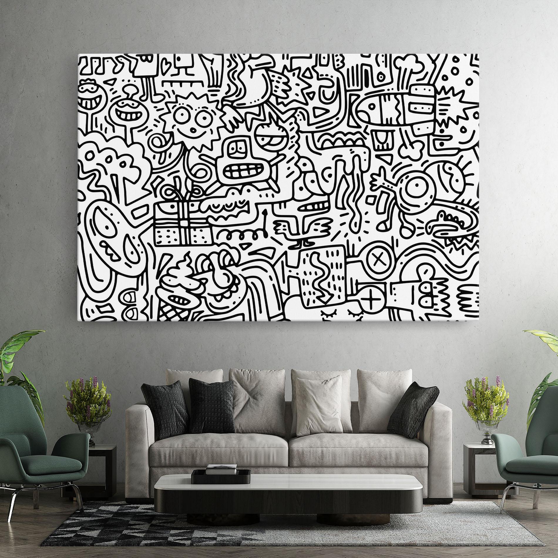 Tablou Canvas Doodle Black Line mockup 7