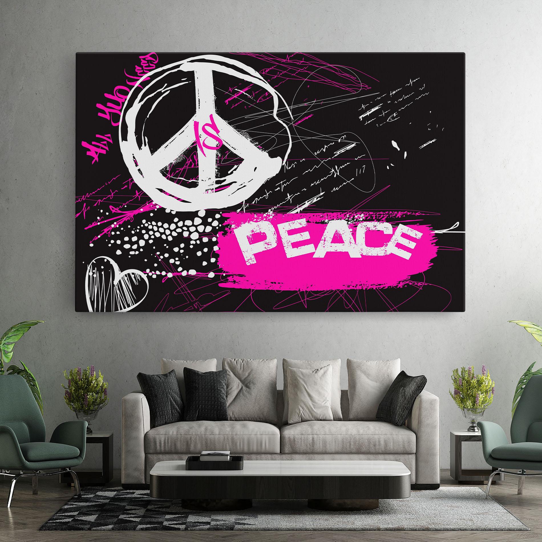Tablou Canvas Graffiti Pink Peace mockup 7