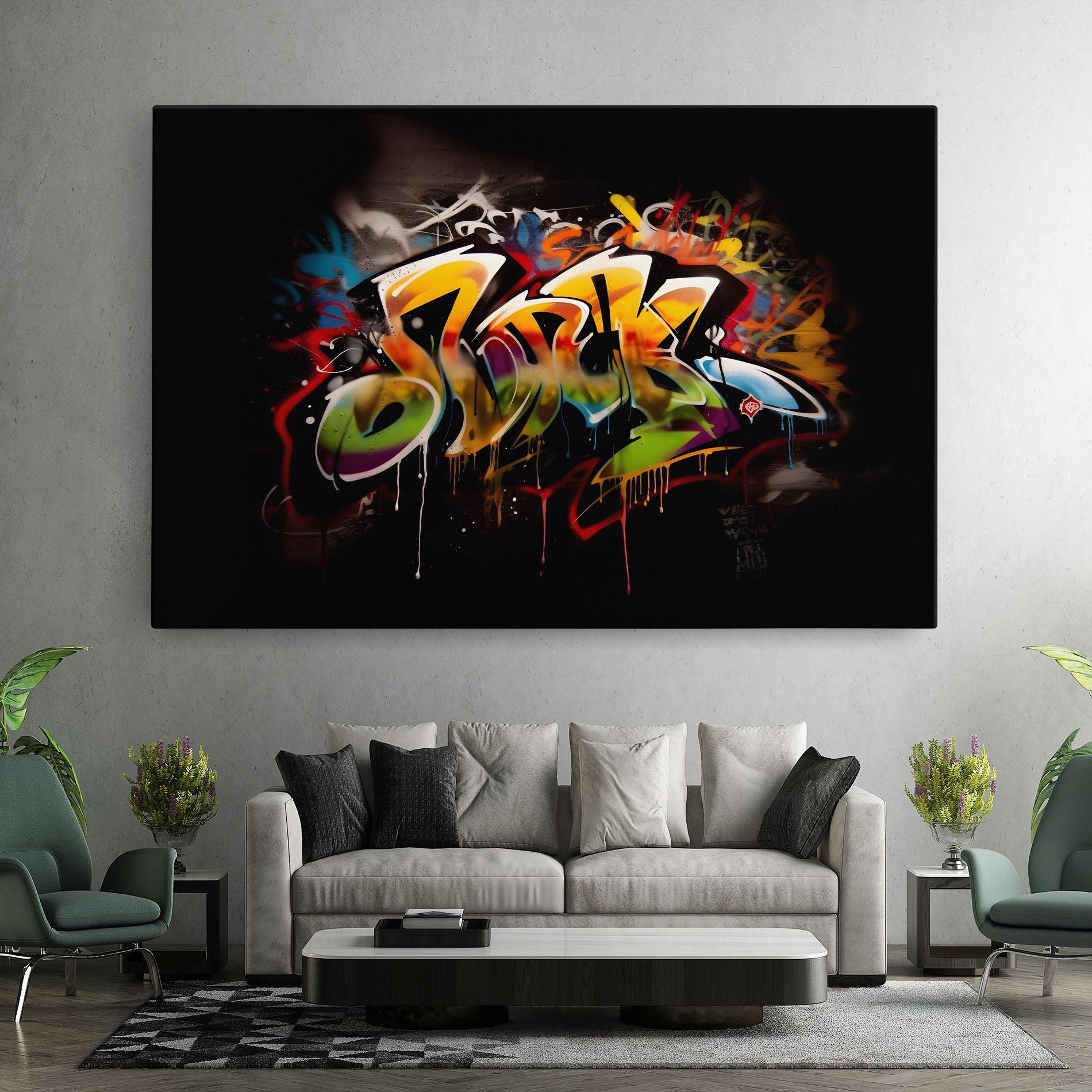 Tablou Canvas Graffiti Style Wall mockup 7