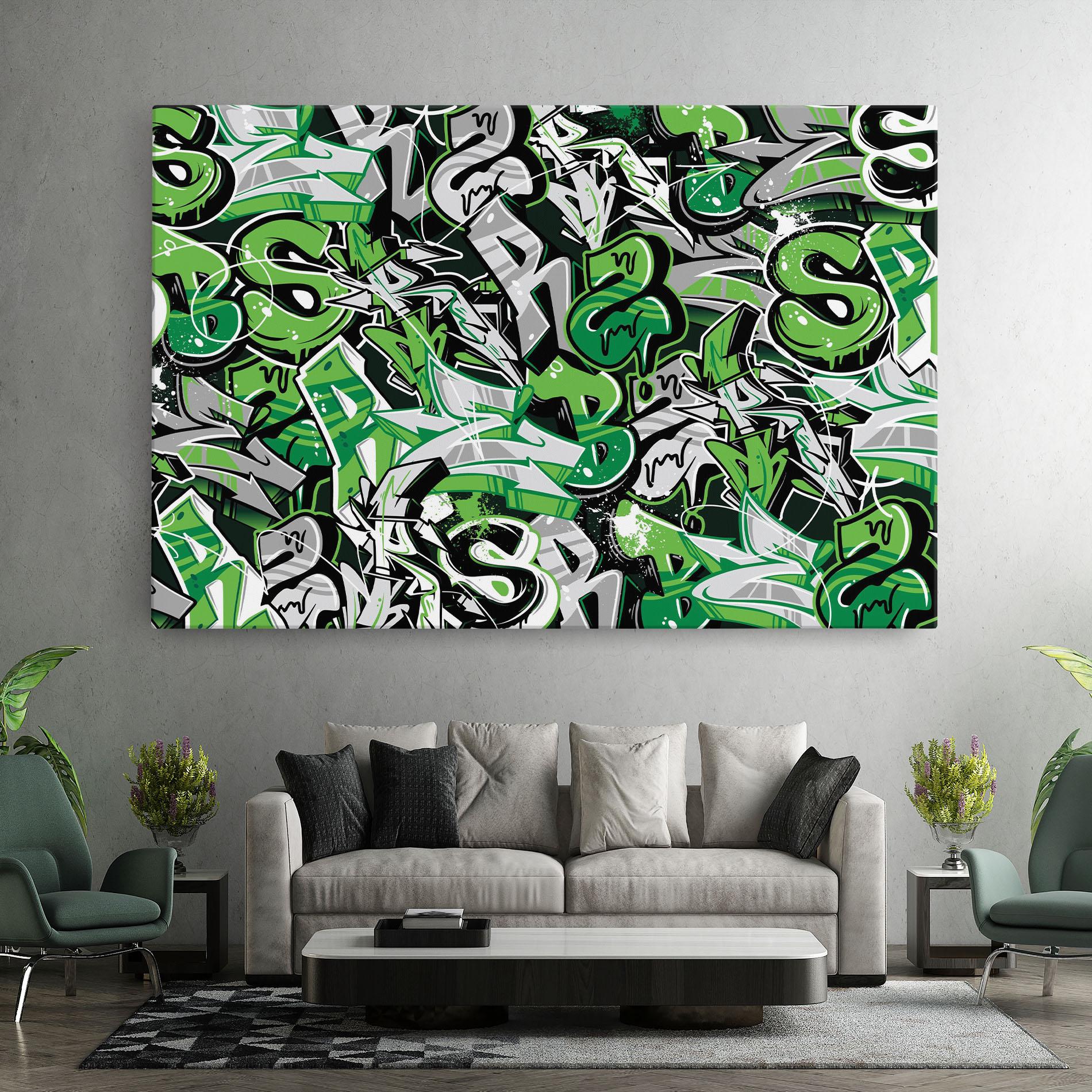 Tablou Canvas Green Graffiti Letters mockup 7