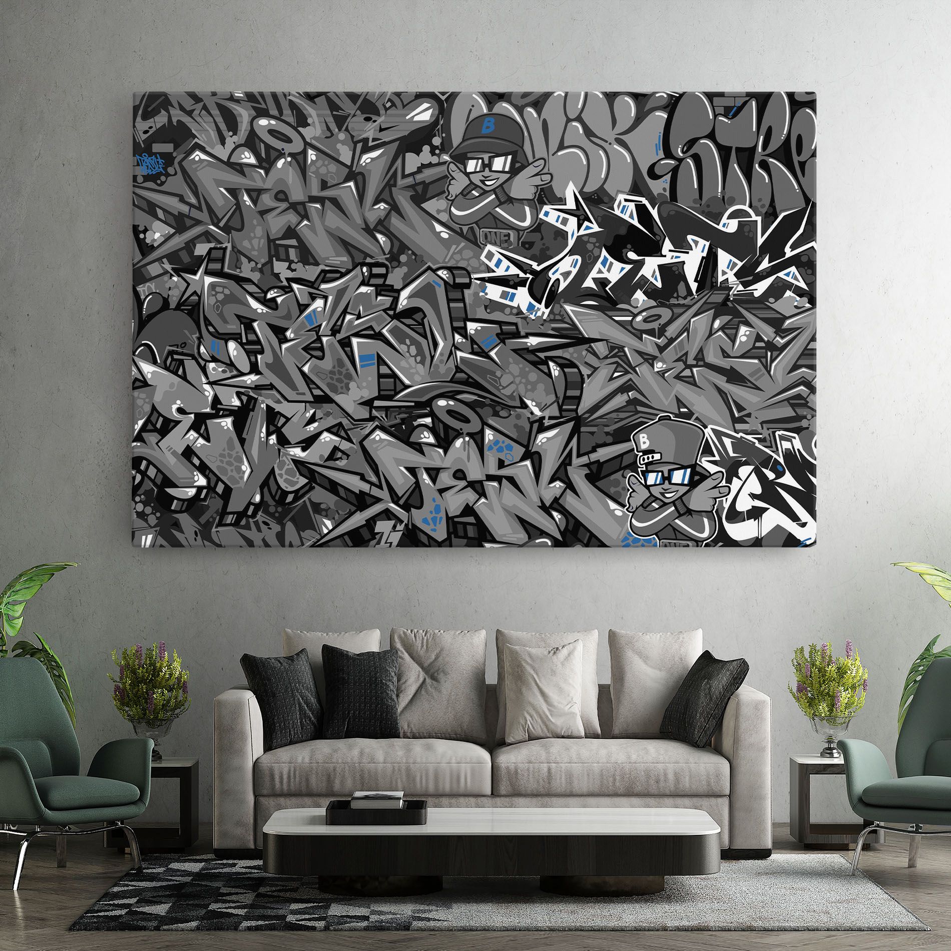 Grey Blue Graffiti mockup 7