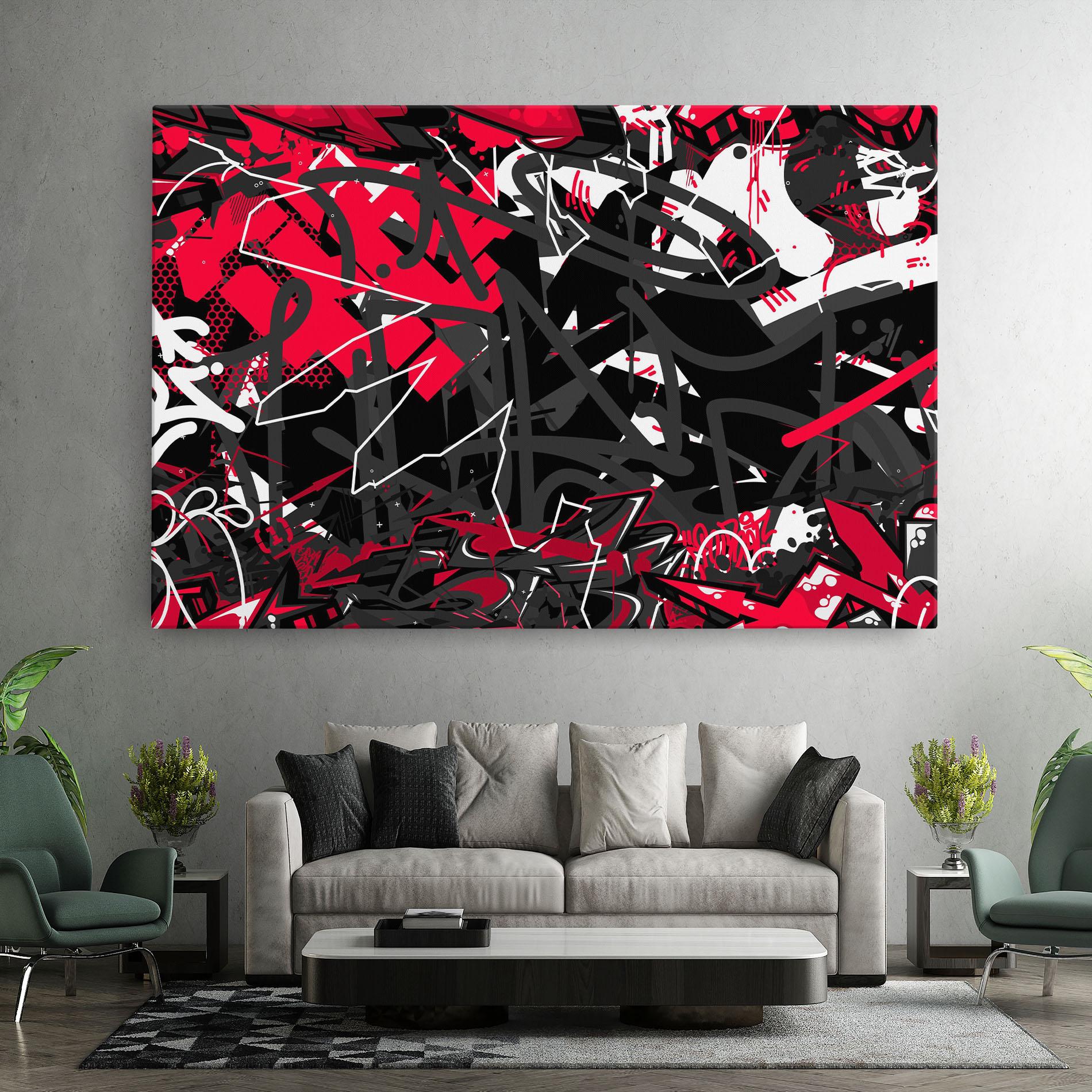 Tablou Canvas Grey Red Graffiti mockup 7