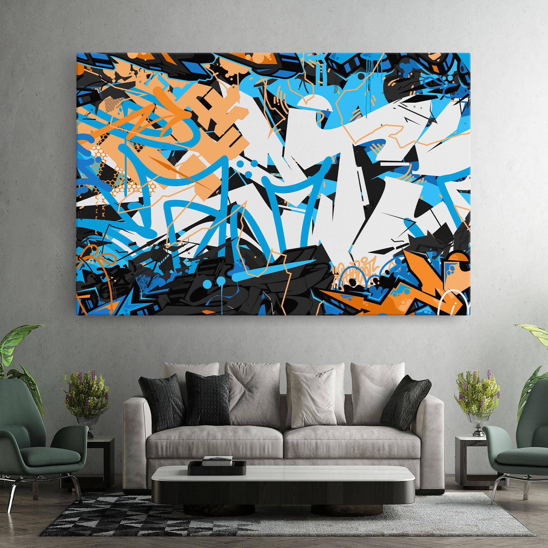 Tablou Canvas White Orange Graffiti mockup 7