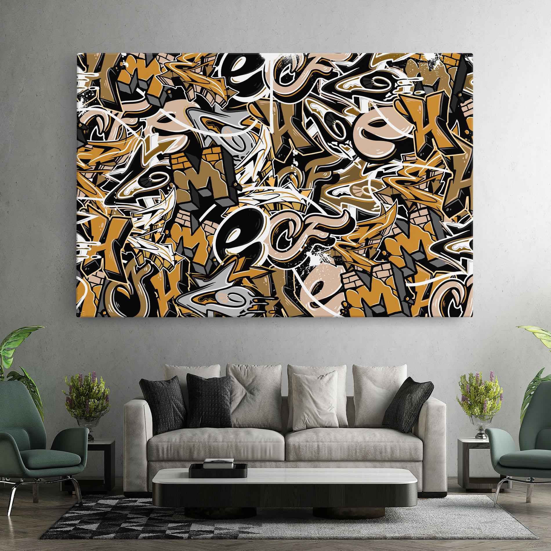 Tablou Canvas Yellow White Graffiti mockup 7