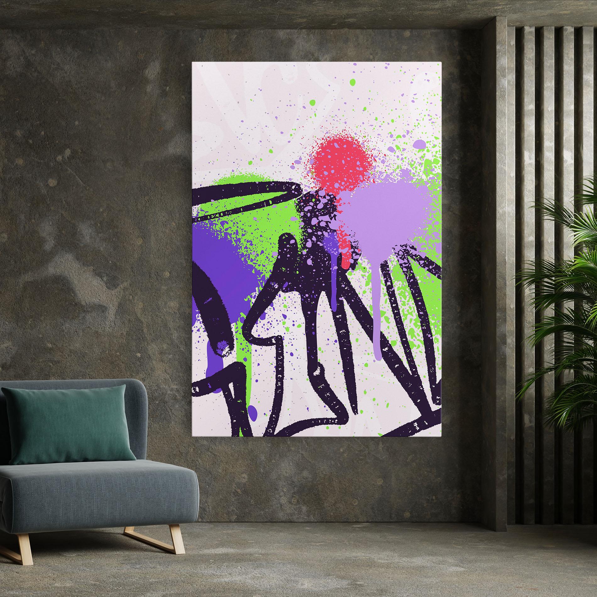 Tablou Canvas Green Purple Graffiti mockup 7