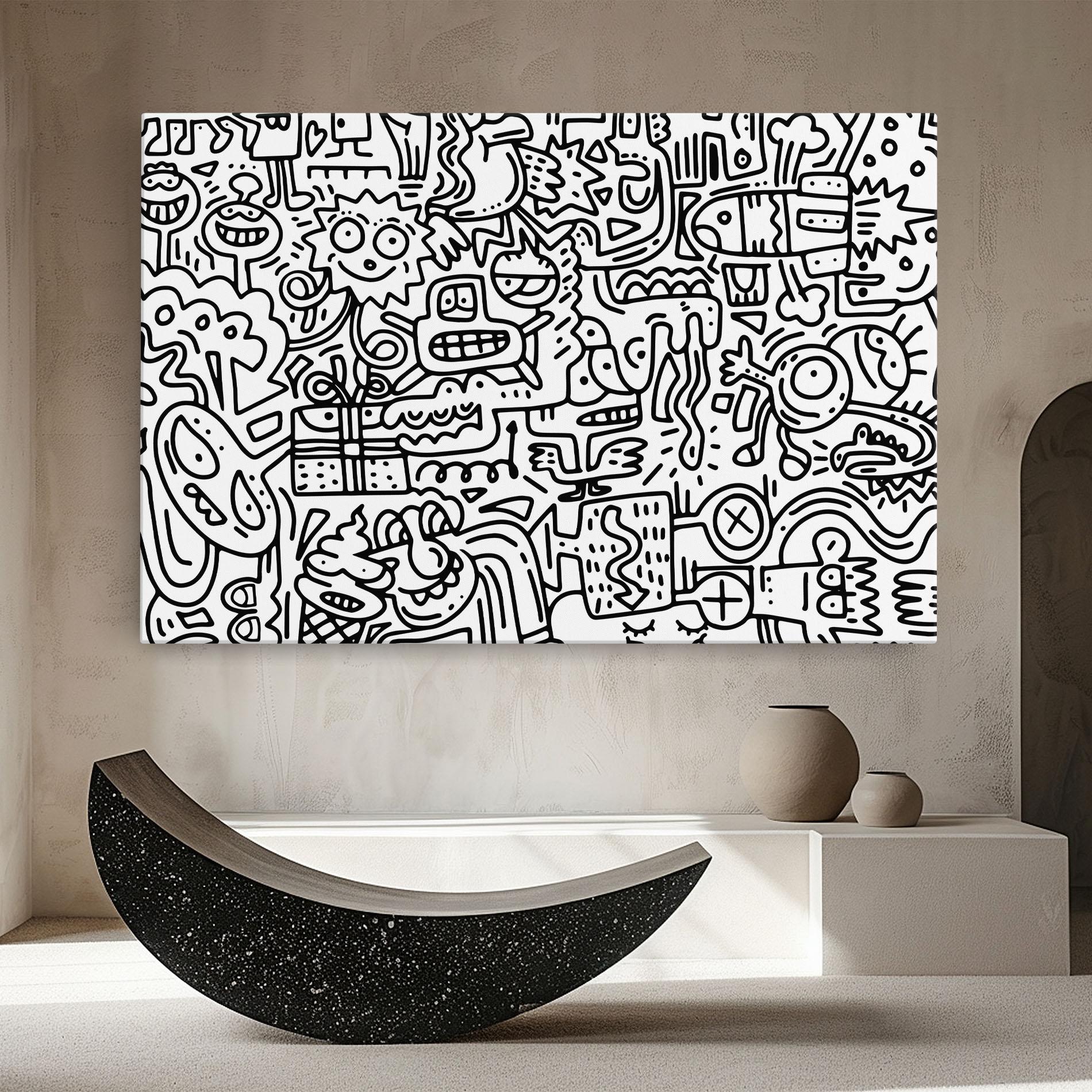 Tablou Canvas Doodle Black Line mockup 8