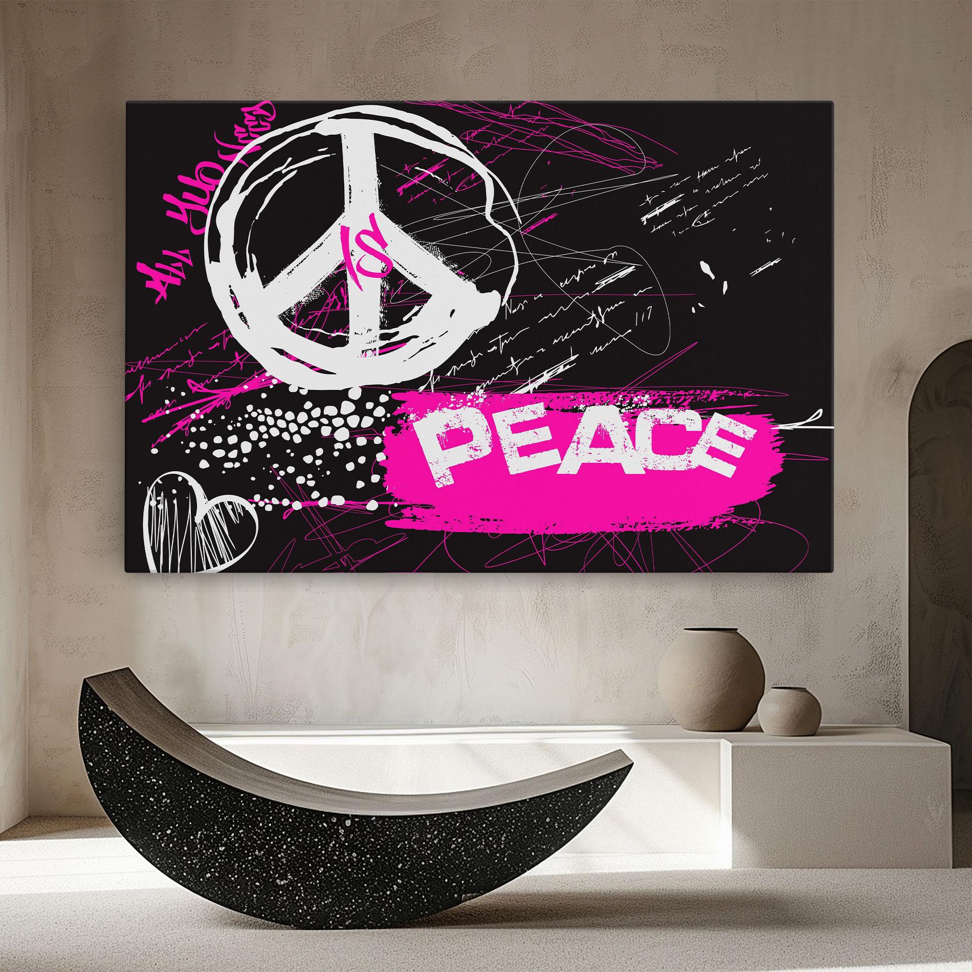 Tablou Canvas Graffiti Pink Peace mockup 8