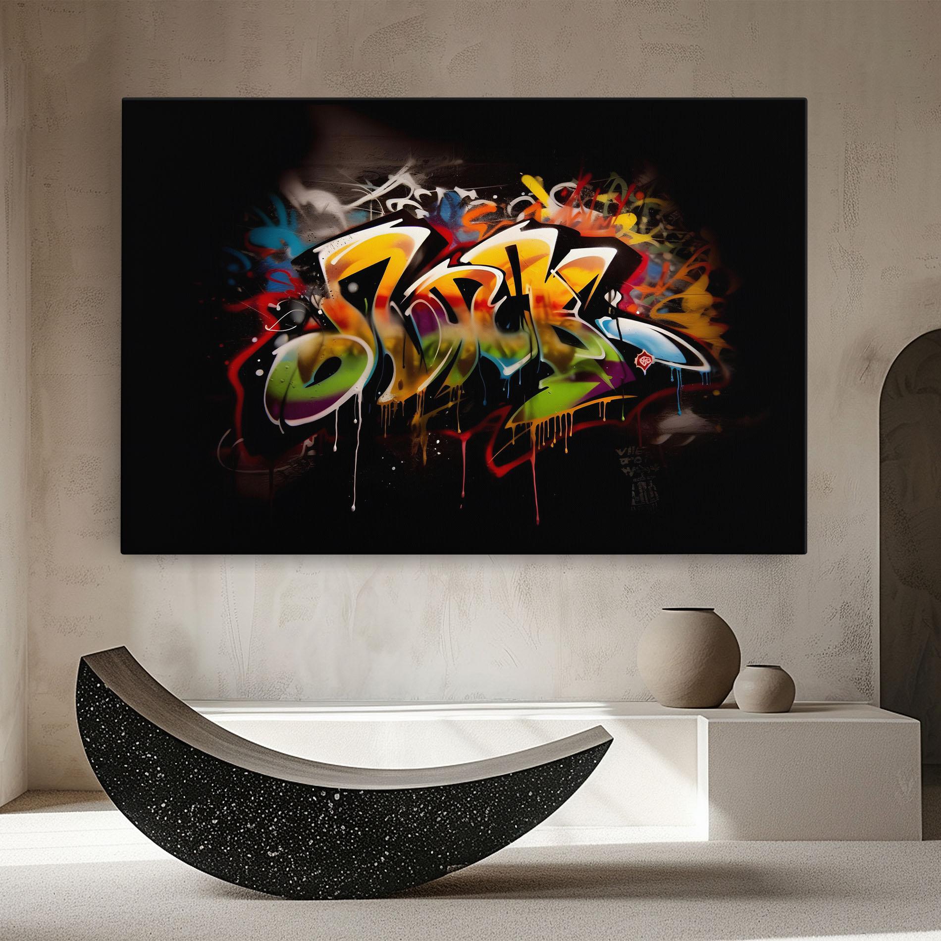 Tablou Canvas Graffiti Style Wall mockup 8