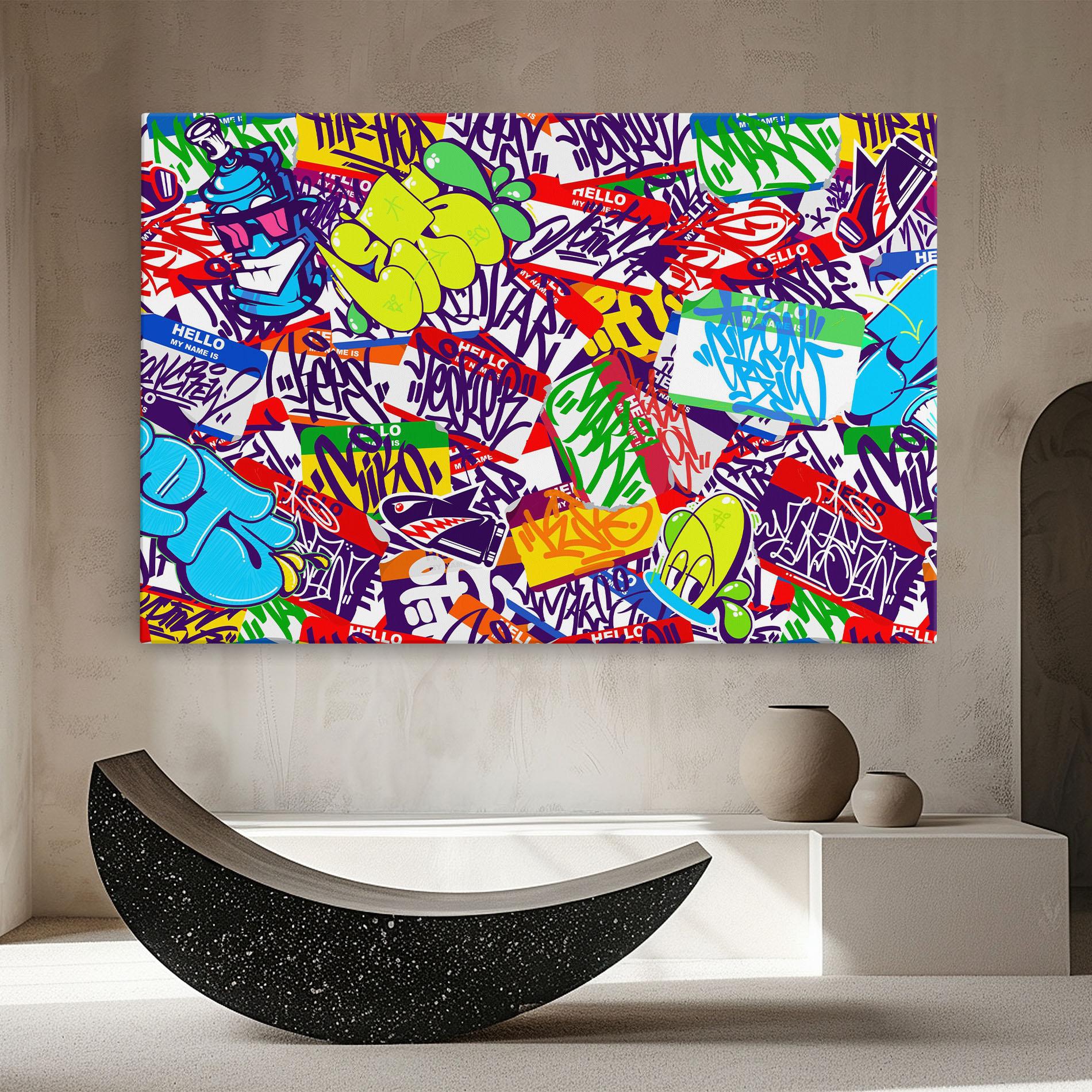 Tablou Canvas Hello Graffiti Name mockup 8