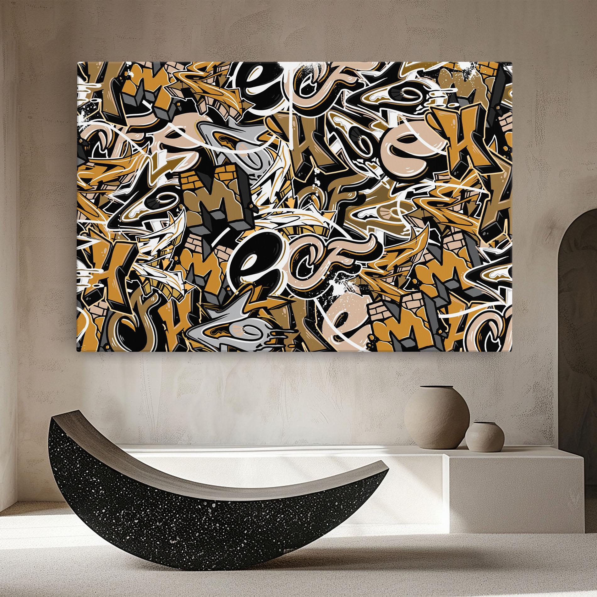 Tablou Canvas Yellow White Graffiti mockup 8