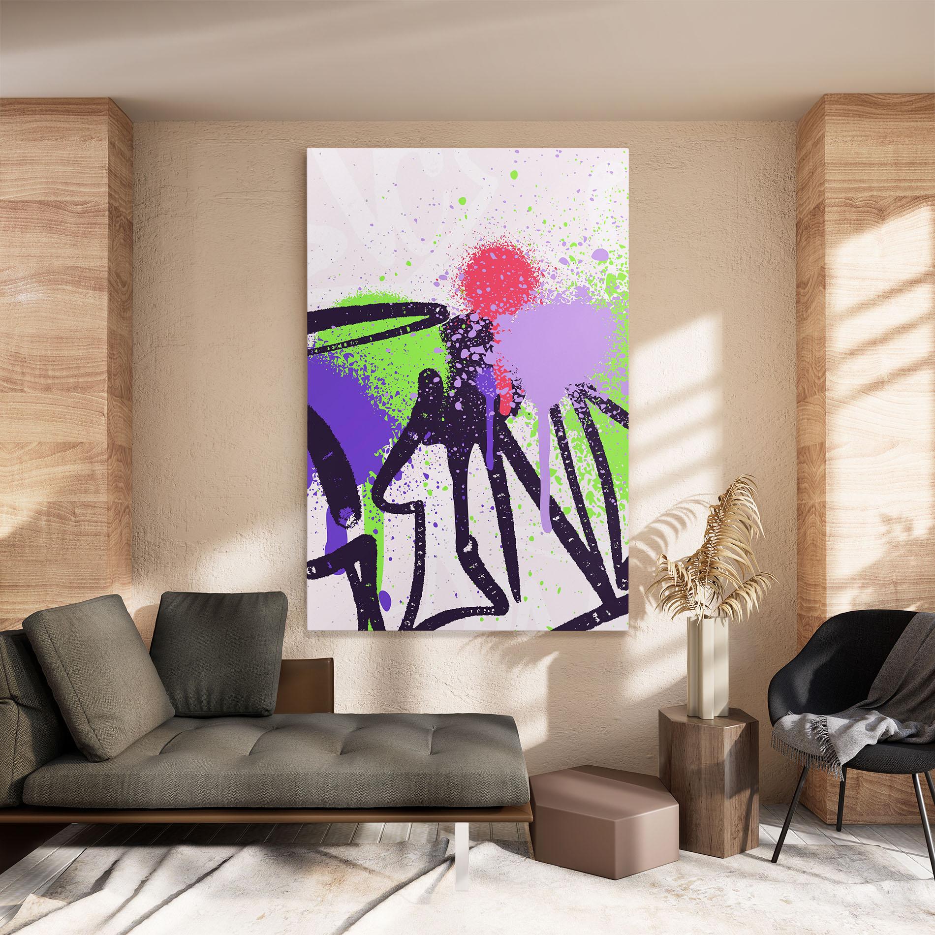 Tablou Canvas Green Purple Graffiti mockup 8