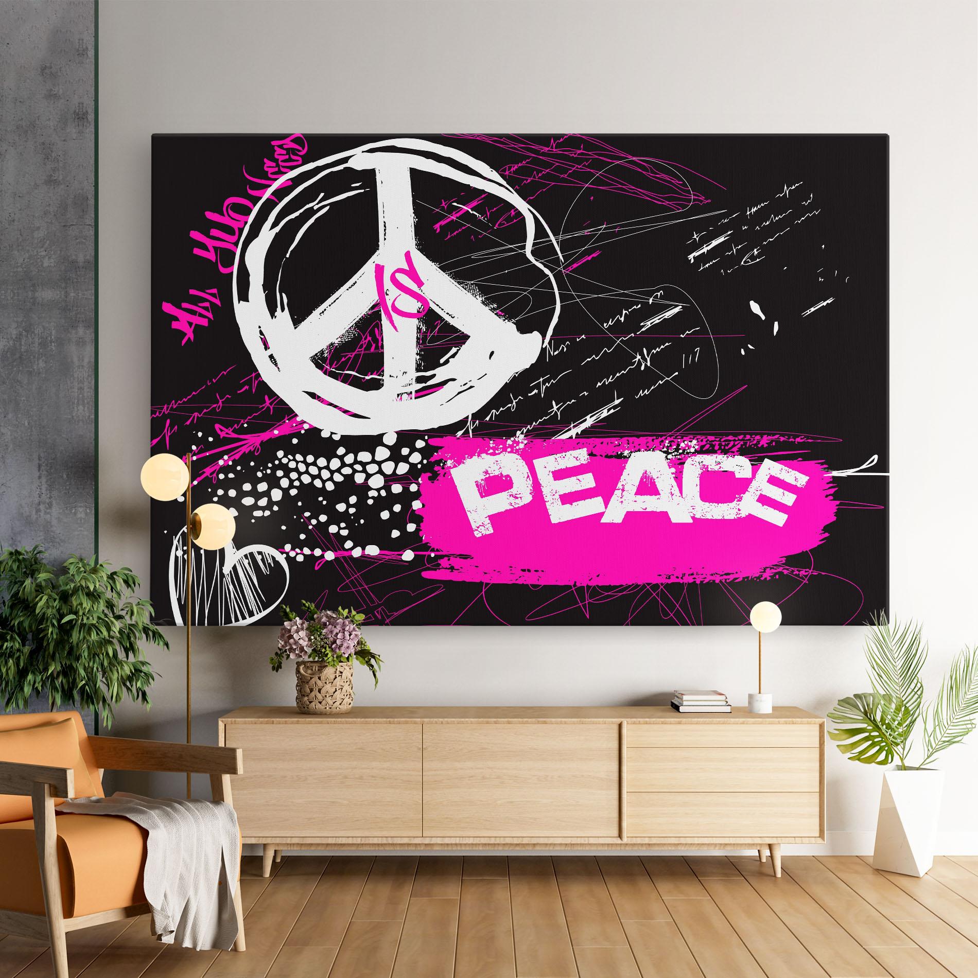 Tablou Canvas Graffiti Pink Peace mockup 9