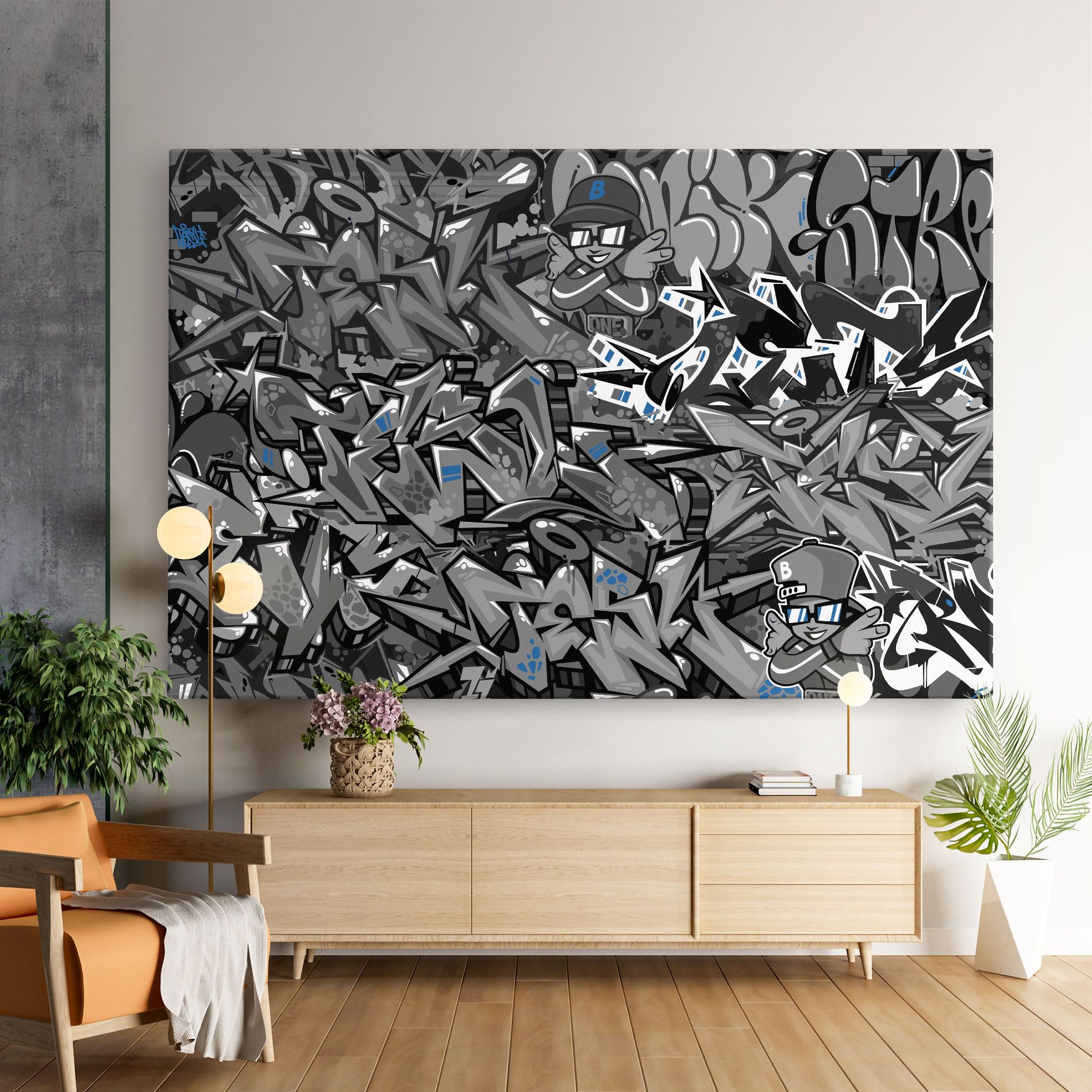 Grey Blue Graffiti mockup 9