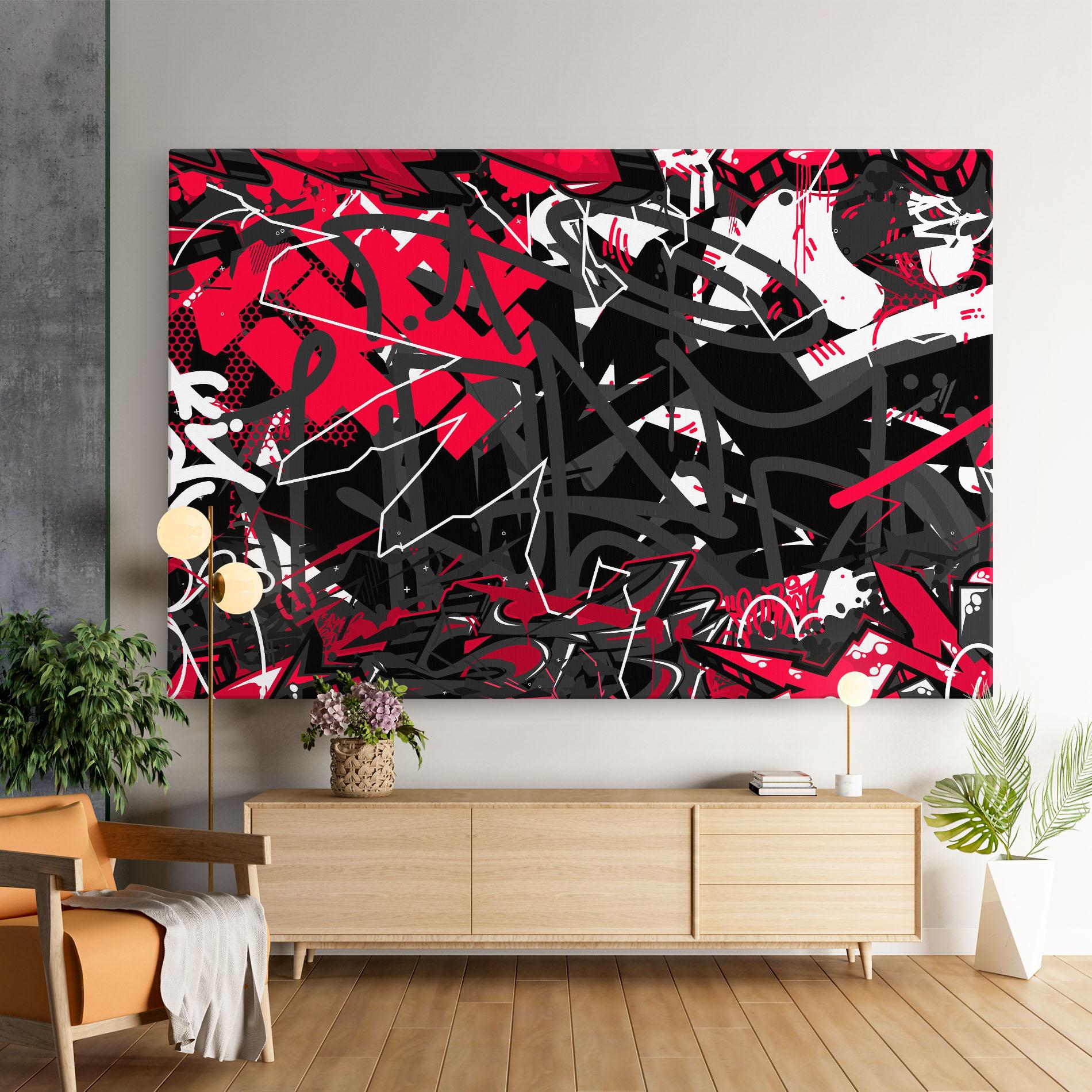 Tablou Canvas Grey Red Graffiti mockup 9