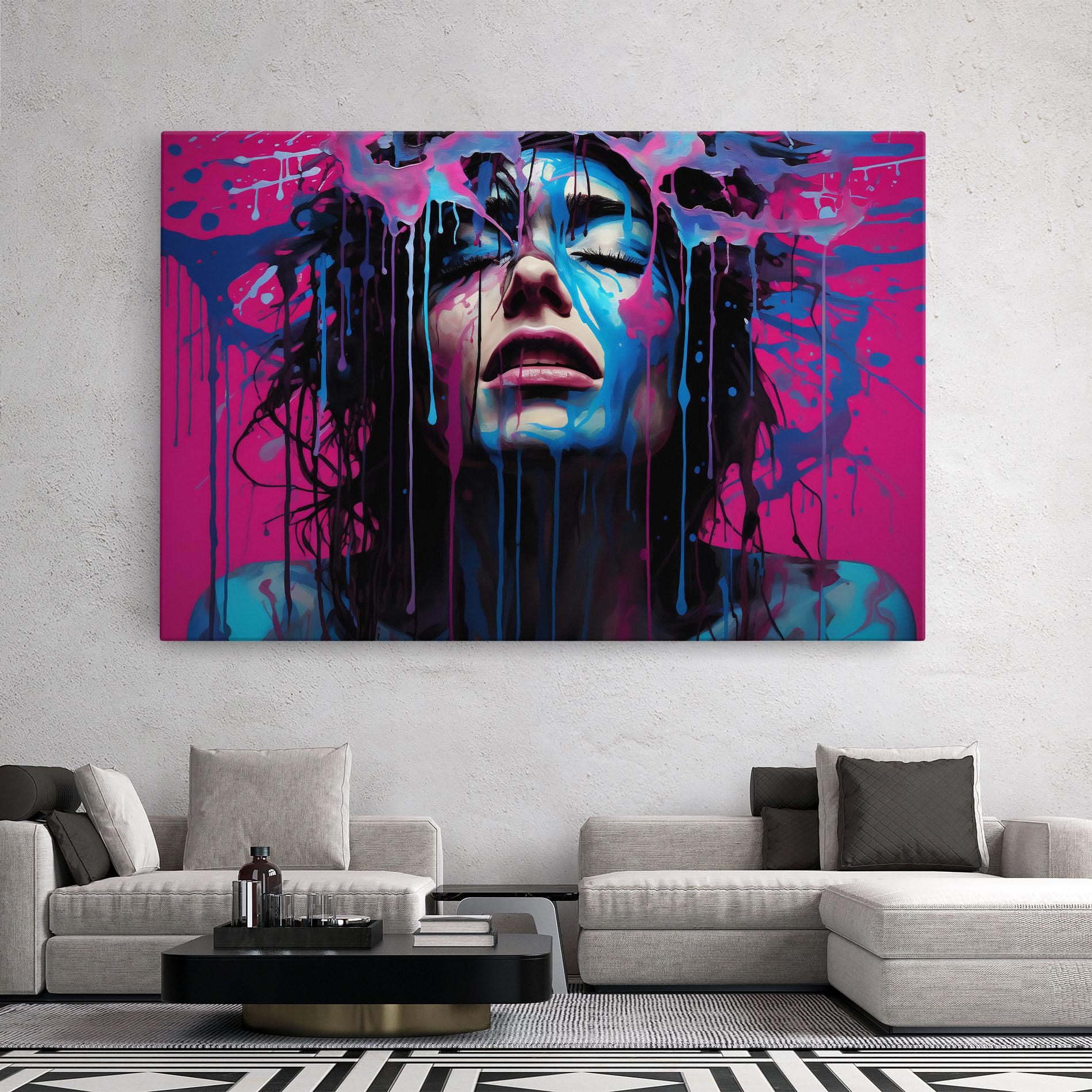 Tablou Canvas Blue Pink Woman mockup 2