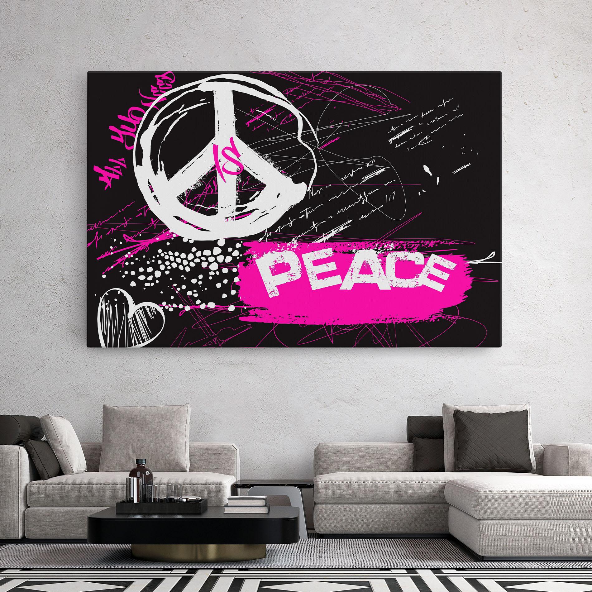 Tablou Canvas Graffiti Pink Peace mockup 2