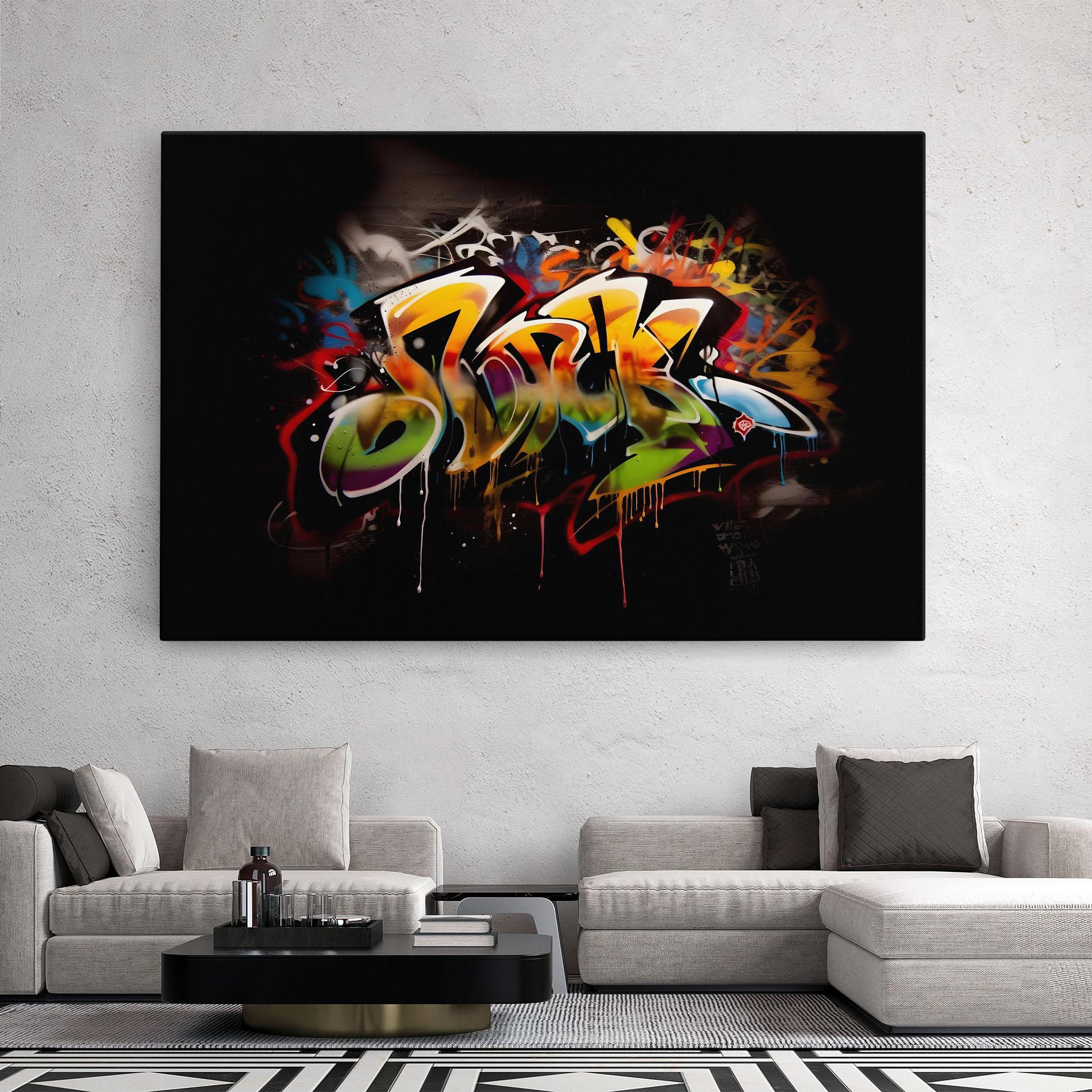 Tablou Canvas Graffiti Style Wall mockup 2