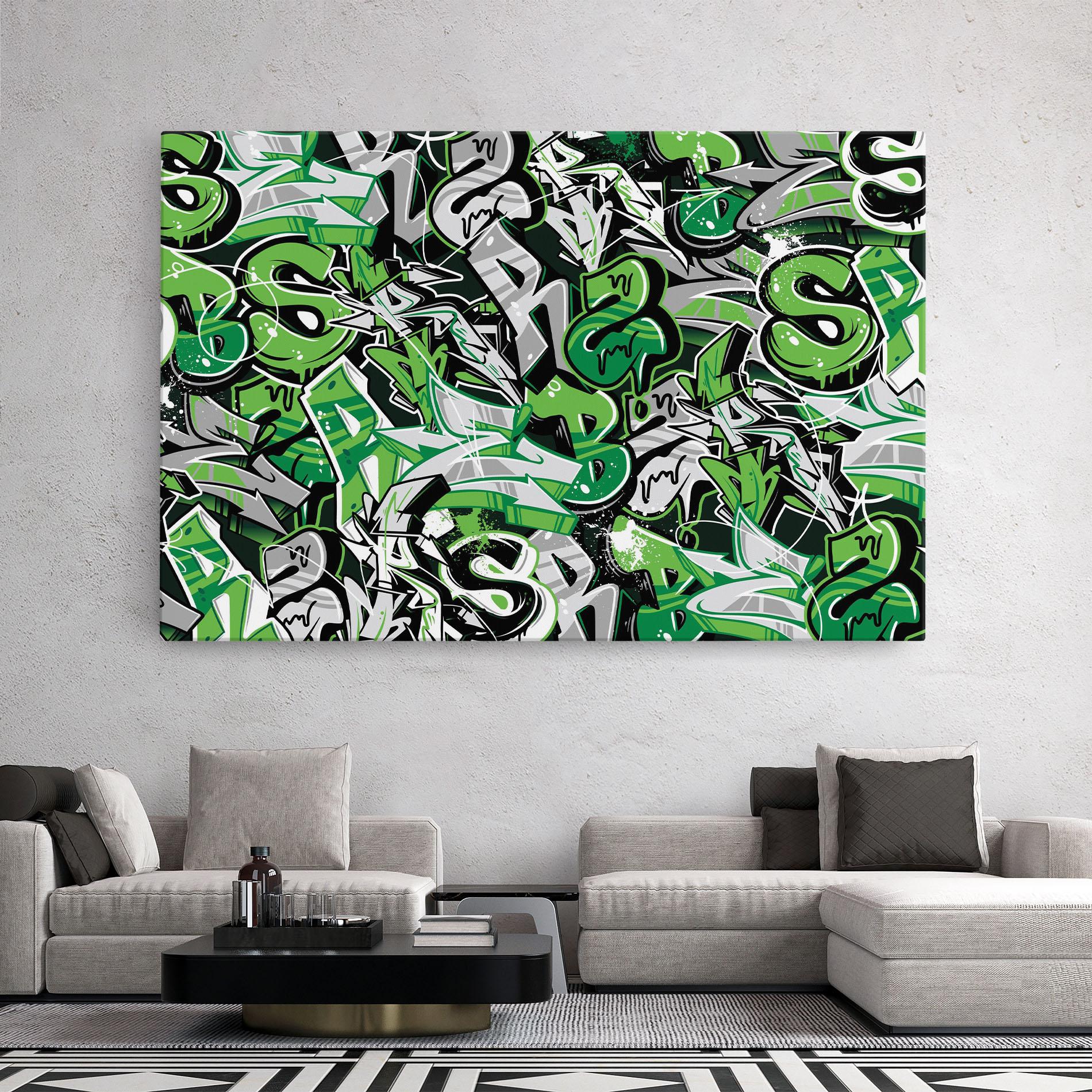 Tablou Canvas Green Graffiti Letters mockup 2