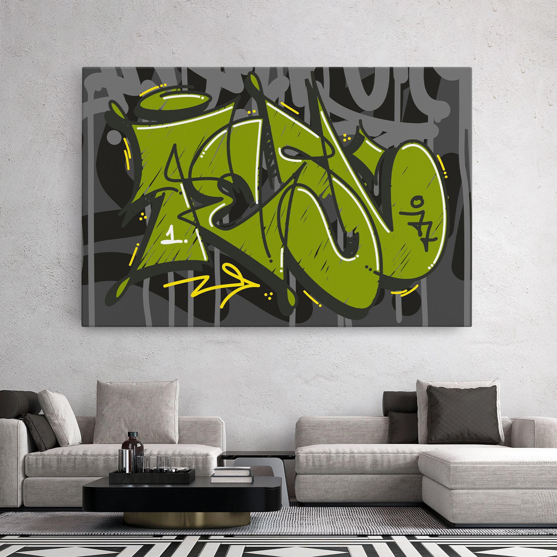 Tablou Canvas Green Grey Graffti mockup 2