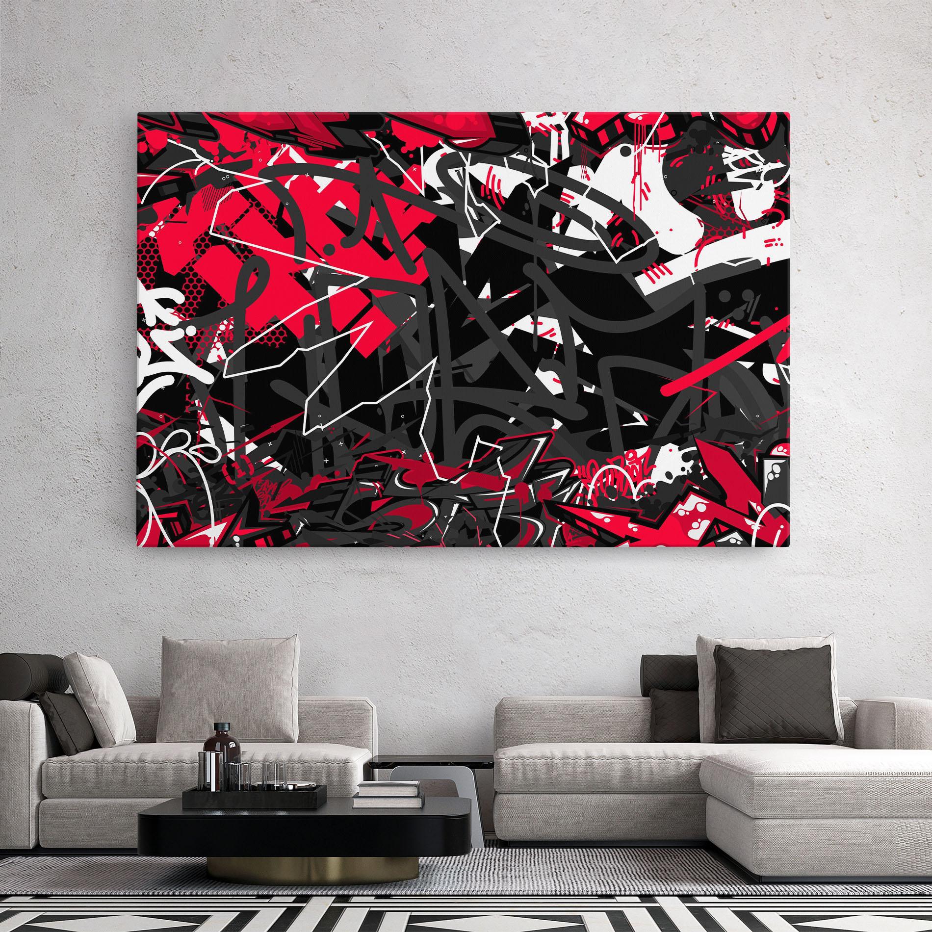 Tablou Canvas Grey Red Graffiti mockup 2